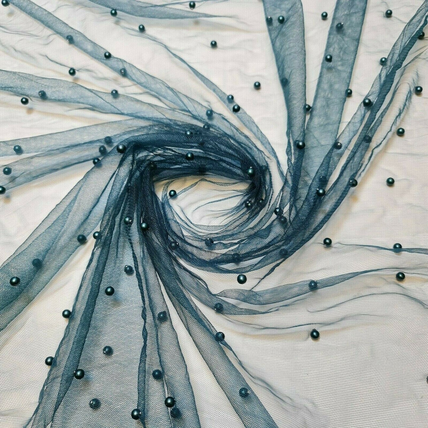 Tulle Beaded Pearl Lace Net Fabric – 58" Wide for Bridal Veils, Wedding Backdrops & Décor