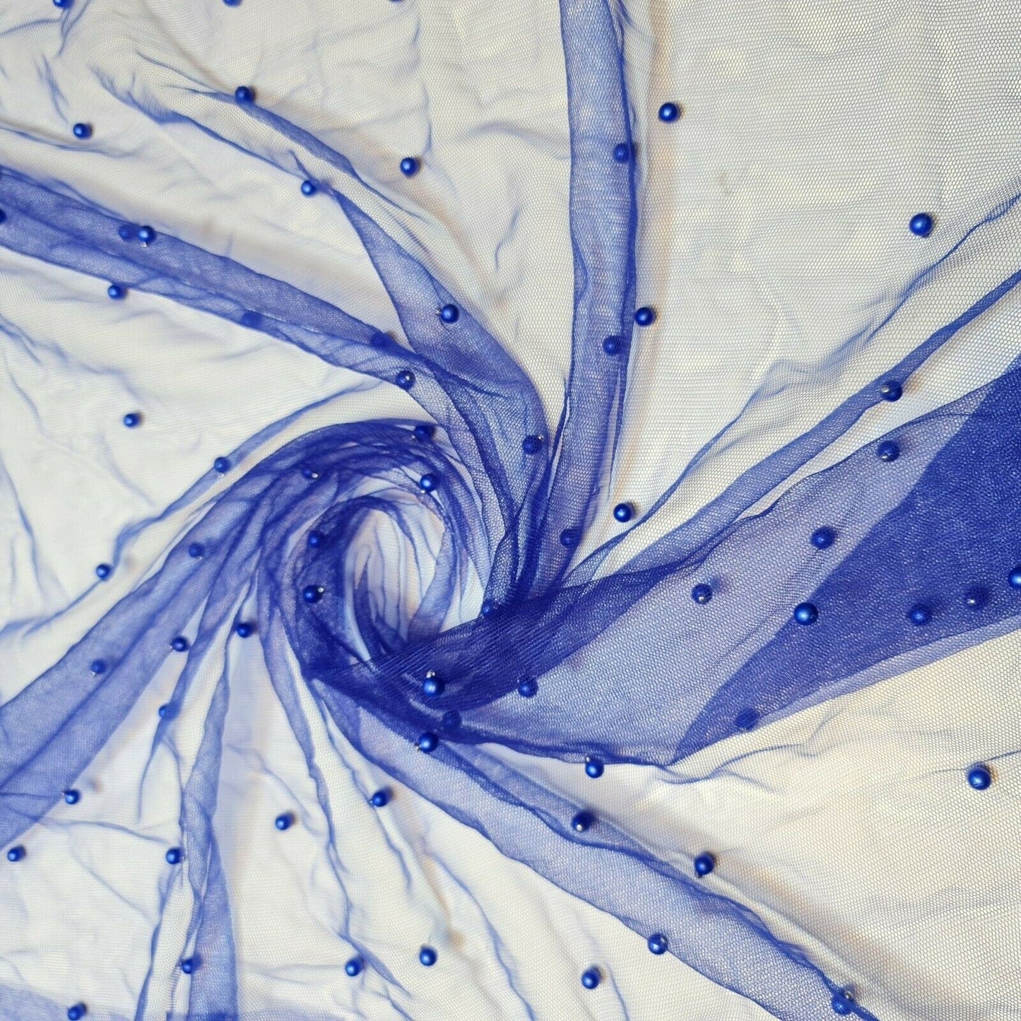 Tulle Beaded Pearl Lace Net Fabric – 58" Wide for Bridal Veils, Wedding Backdrops & Décor