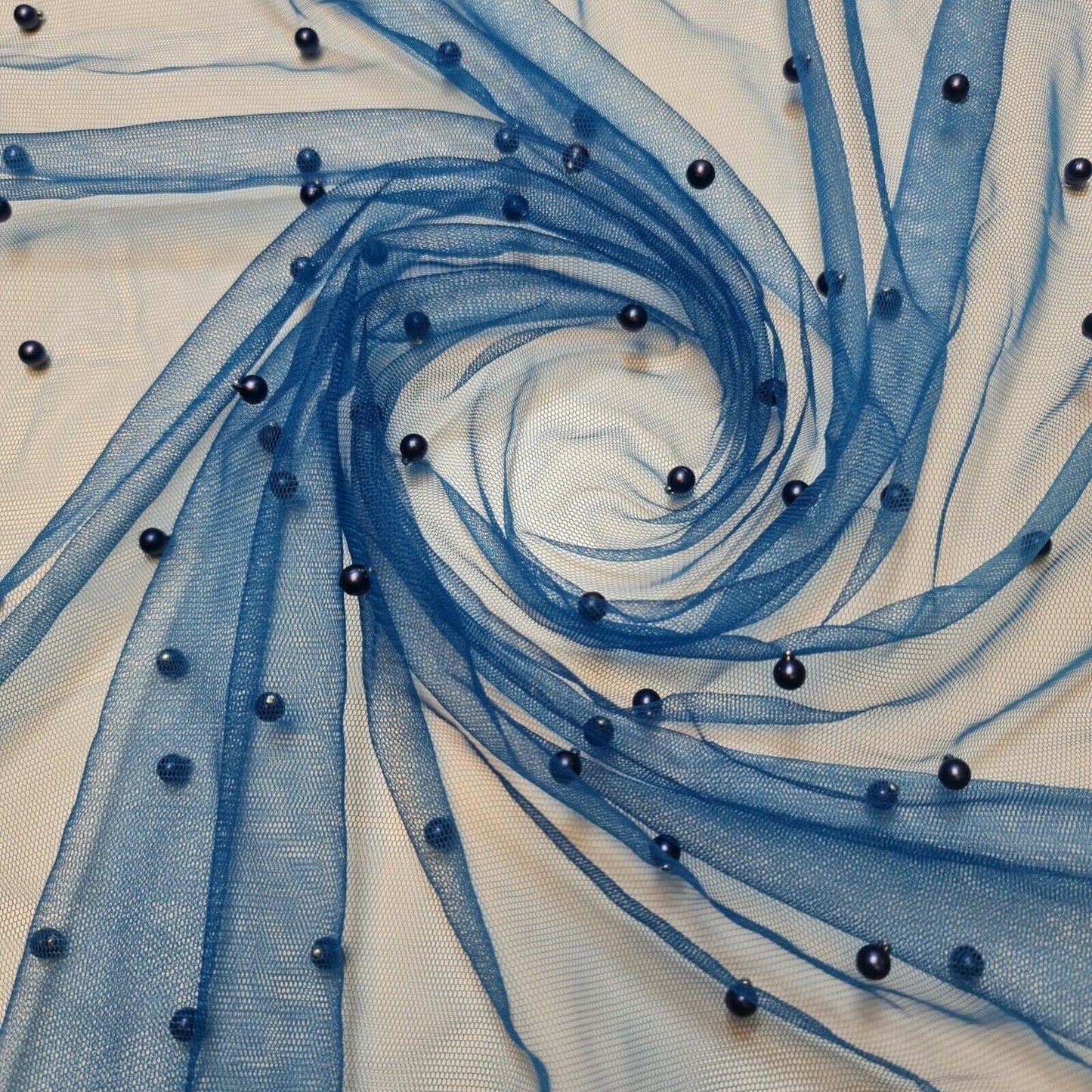 Tulle Beaded Pearl Lace Net Fabric – 58" Wide for Bridal Veils, Wedding Backdrops & Décor