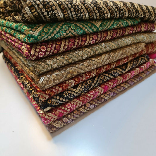 Sabyasachi Non-Stretch Net Mesh Fabric – 44" Wide Sequin Embellished Dress & Craft Material - Textile Station