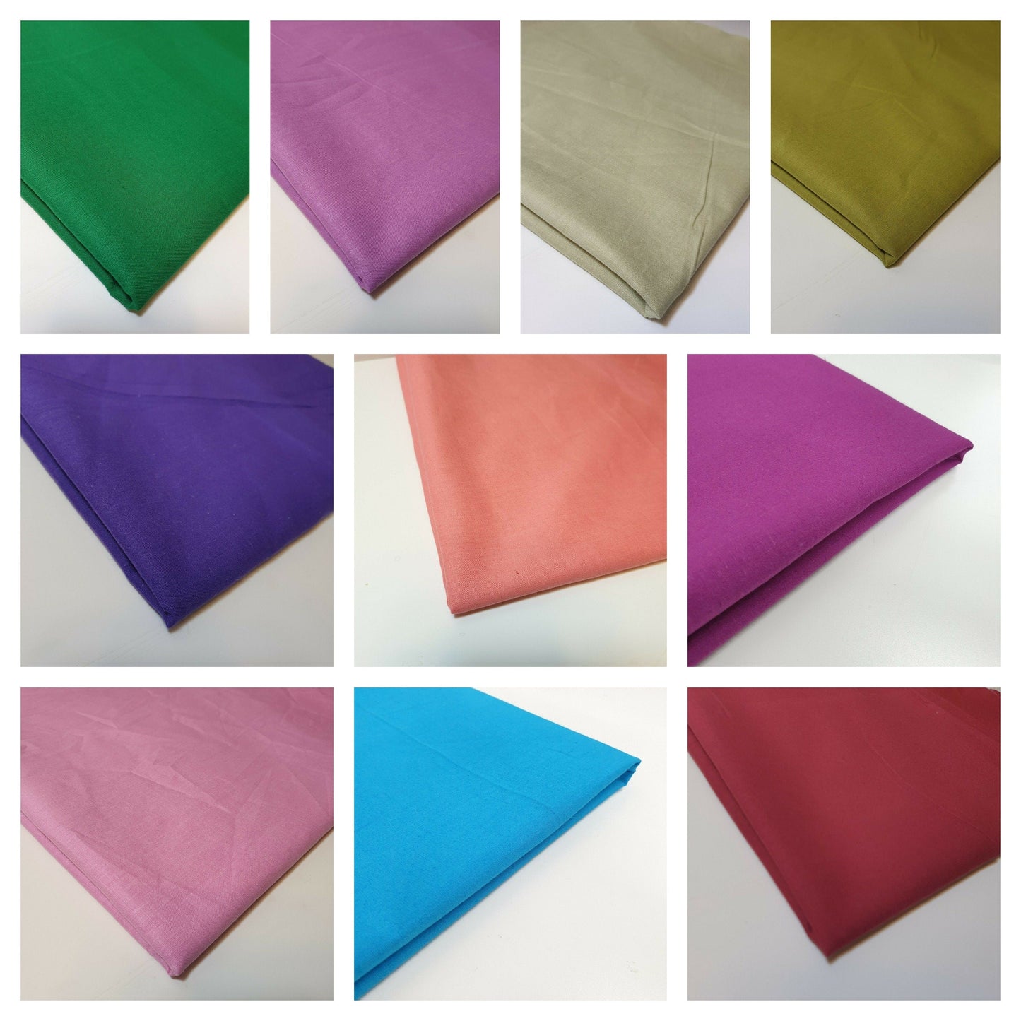 Plain 100% Egyptian Cotton Fabric – 44" Wide Soft Dressmaking, Quilting & Craft Material by the Meter