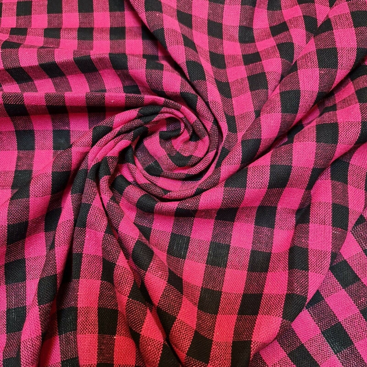 Premium 100% Cotton Gingham Khadi Handloom Fabric – 1/4" Check Soft Linen, 42" Wide - Textile Station