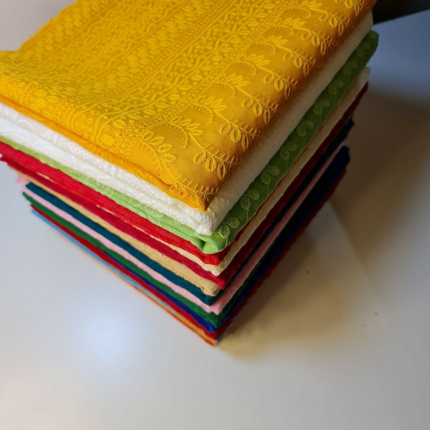 100% Cotton Lawn Broderie Anglaise Schiffli Embroidery Fabric – 44" Wide Soft Dressmaking & Craft Material by the Meter