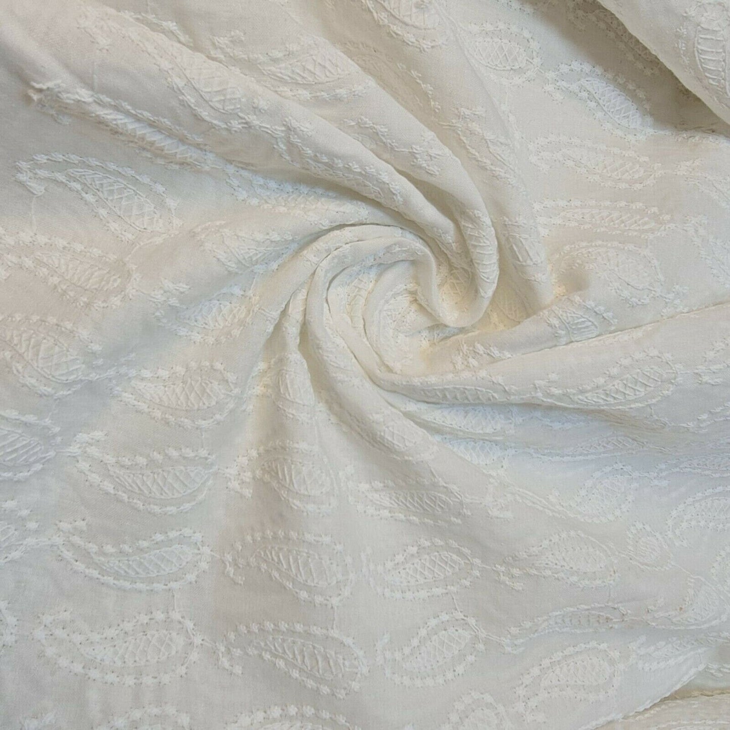 100% Cotton Lawn Broderie Anglaise Schiffli Embroidery Fabric – 44" Wide Soft Dressmaking & Craft Material by the Meter