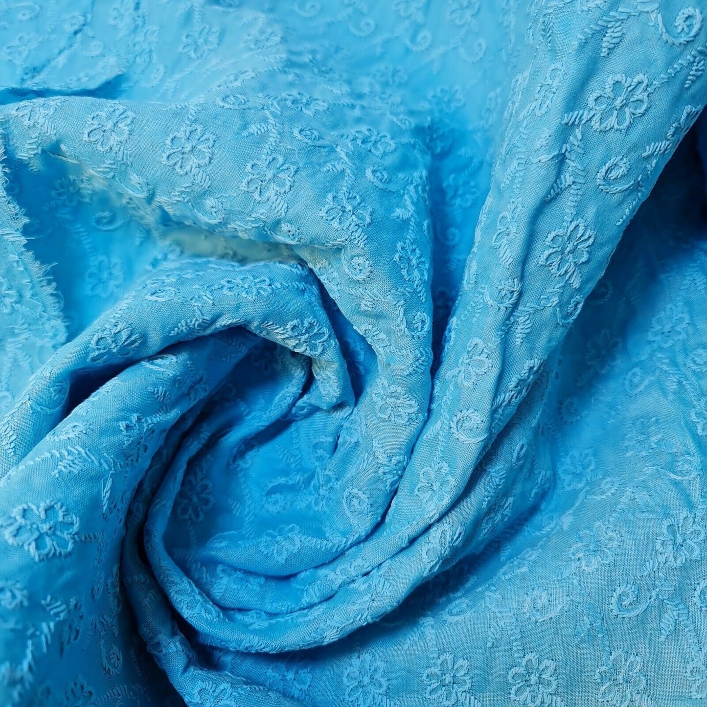 100% Cotton Lawn Broderie Anglaise Schiffli Embroidery Fabric – 44" Wide Soft Dressmaking & Craft Material by the Meter