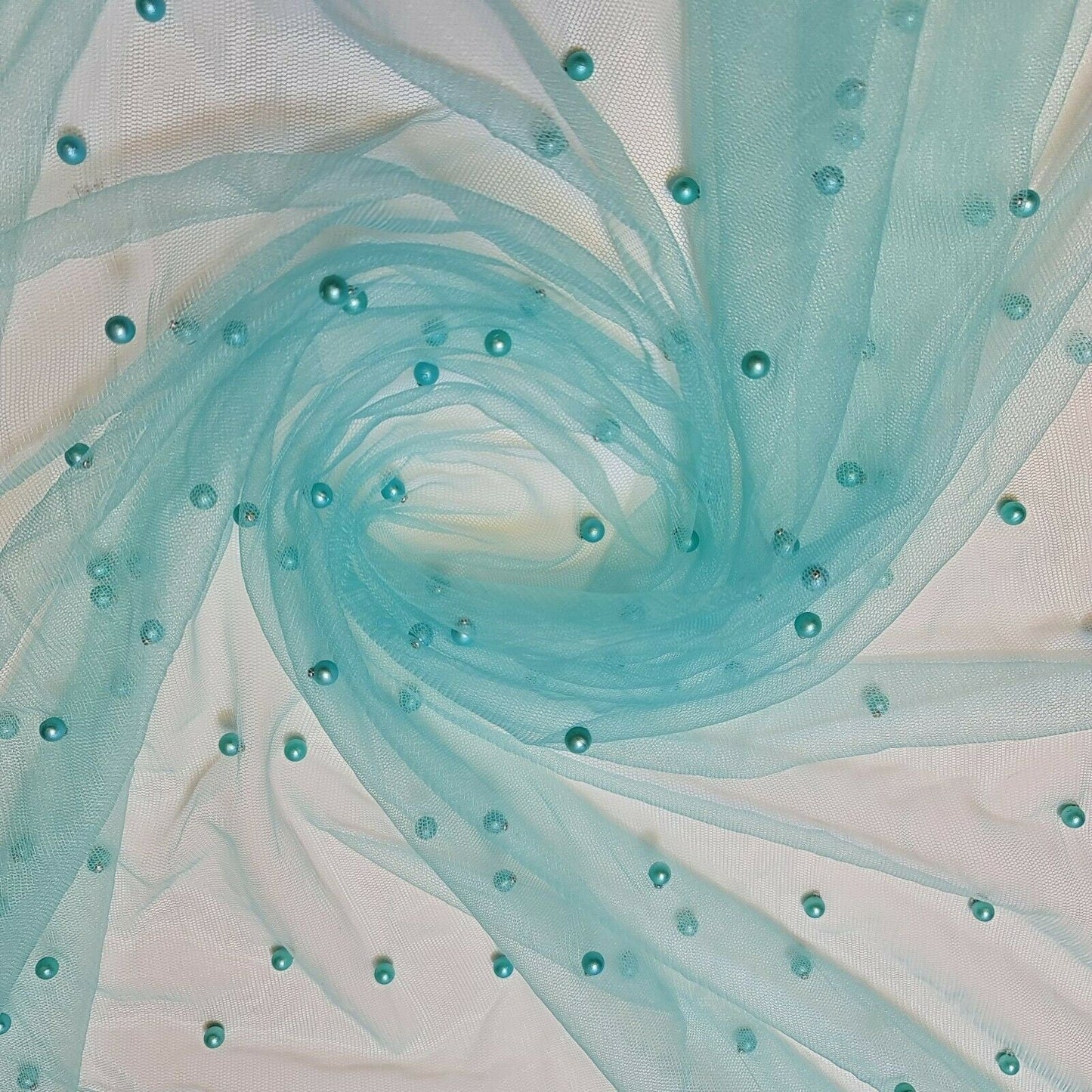 Tulle Beaded Pearl Lace Net Fabric – 58" Wide for Bridal Veils, Wedding Backdrops & Décor