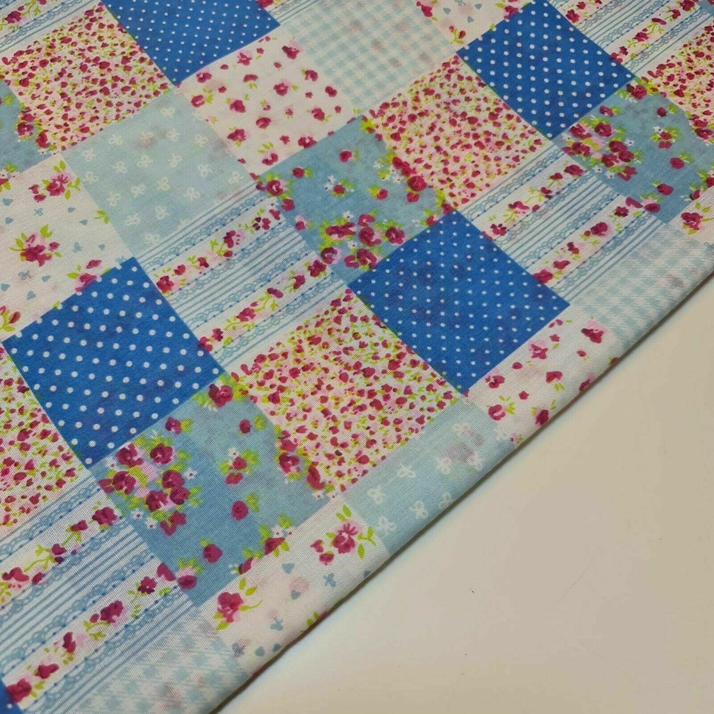Floral, Gingham & Spot Patchwork Polycotton Fabric – 44" Wide Craft, Quilting & Dress Material by the Metre