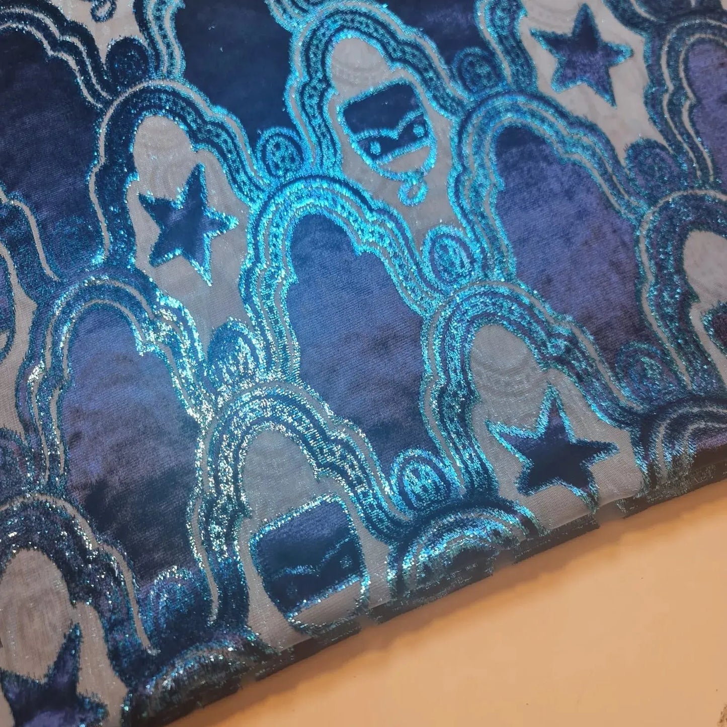 Velvet Velour Floral Hearts Devoré Chiffon Fabric | 44" (112cm) Wide Sheer Burnout Dress & Craft Material – Sold by the Metre