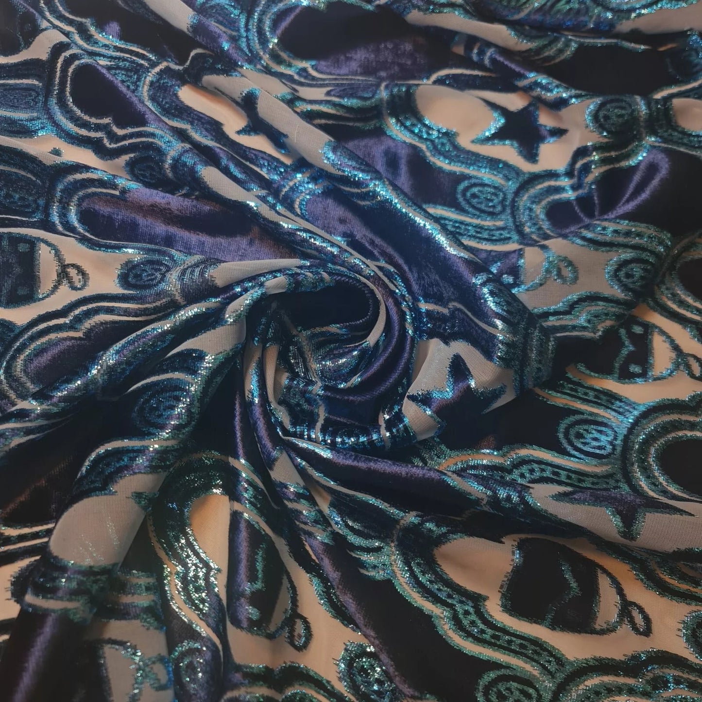 Velvet Velour Floral Hearts Devore Chiffon Sheer Burnout Craft Dress Fabric 44" Wide By The Meter