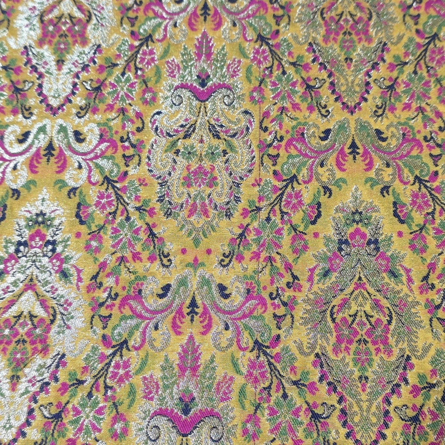 Royal Mughal Paisley Gold Jacquard Banaras Brocade Dress Craft Fabric 44" Wide By The Meter
