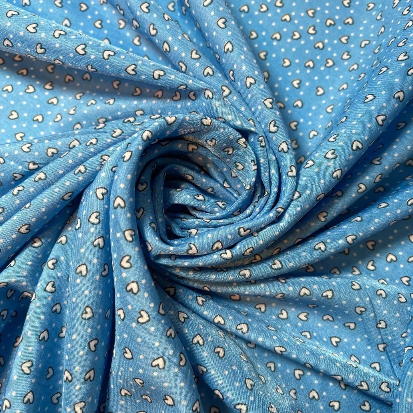 Multi Heart Crepe Printed Fabric | 58" (147cm) Wide Sewing, Craft & Dressmaking Material β Sold by the Metre