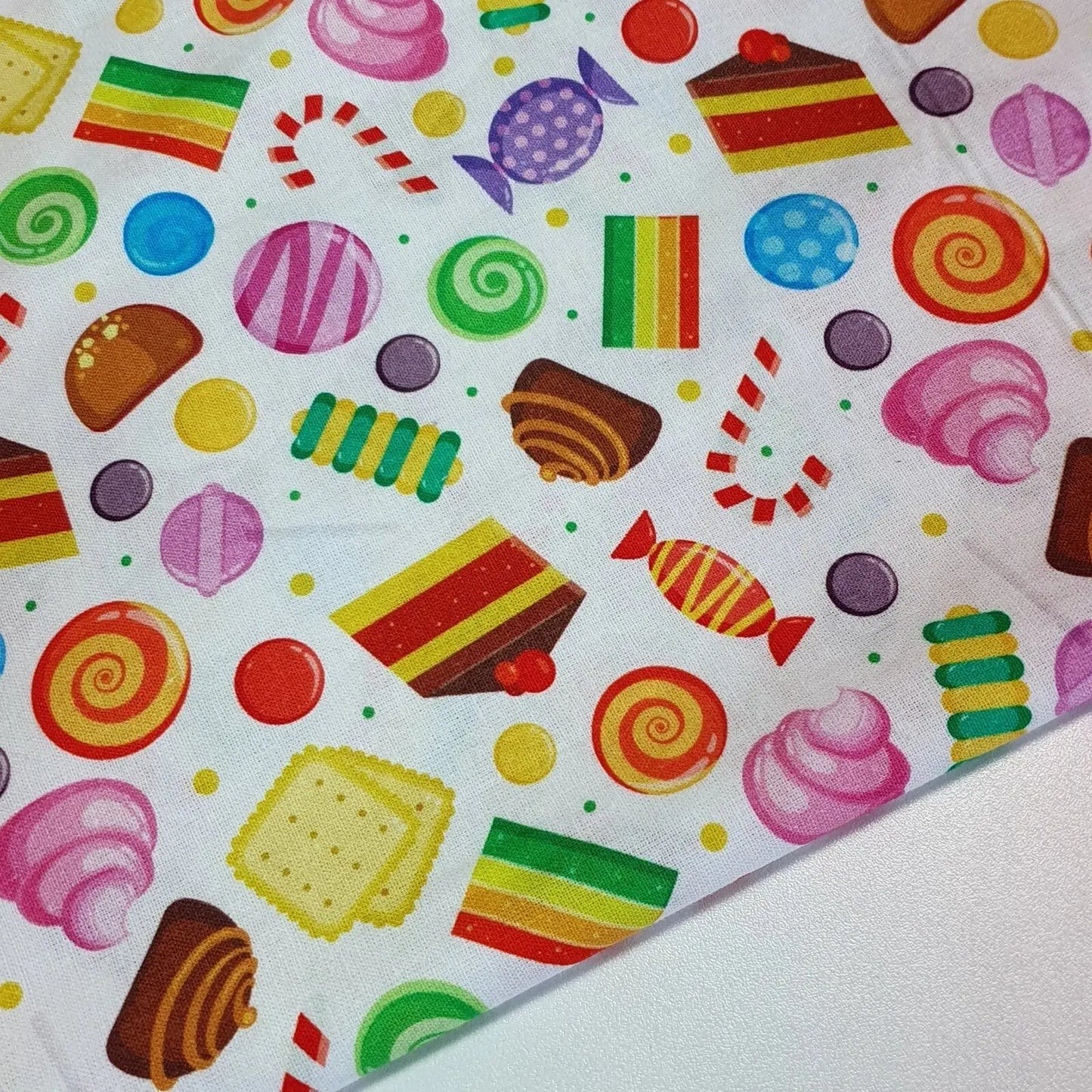 100% Cotton Printed Fabric | Treats, Fruits & Macaron Designs β 44" (112cm) Wide Soft Dressmaking, Quilting & Craft Material β Sold by the Metre