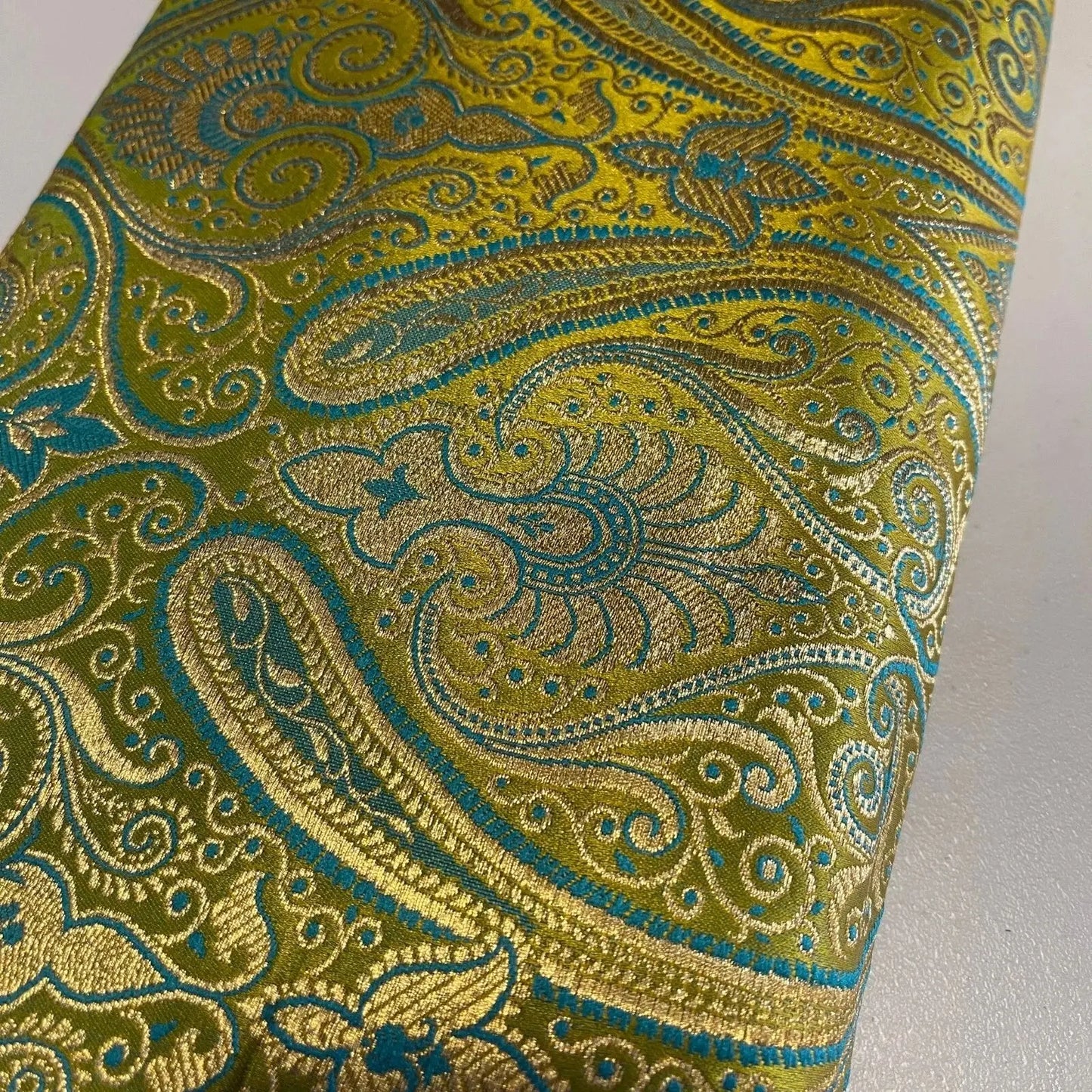 Ornamental Paisley Indian Banarasi Brocade Fabric | 44" (112cm) Wide Luxurious Decorative Jacquard Material β Sold by the Metre