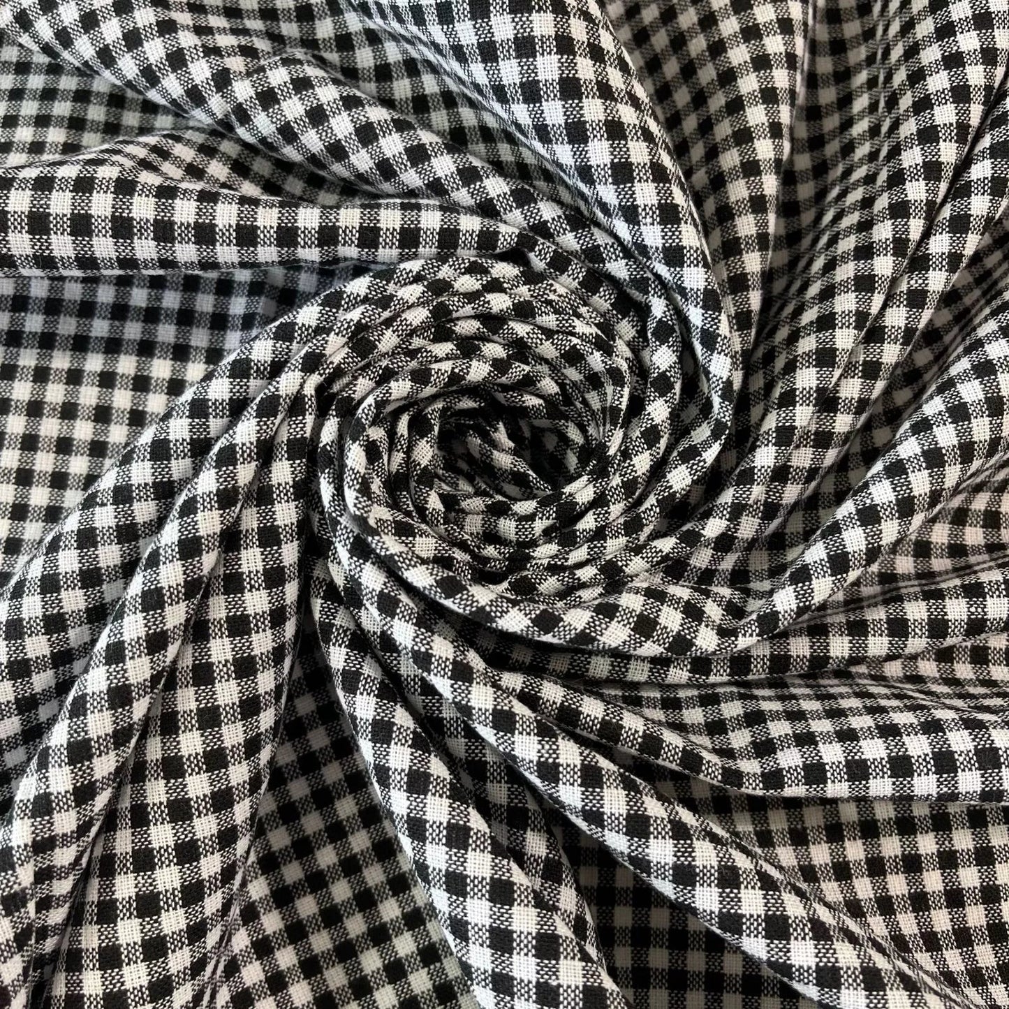 1/16" Check 100% Cotton Gingham Fabric | Small Plaid 44" (112cm) Wide Premium Quilting, Dressmaking & Craft Material – Sold by the Meter Black & White