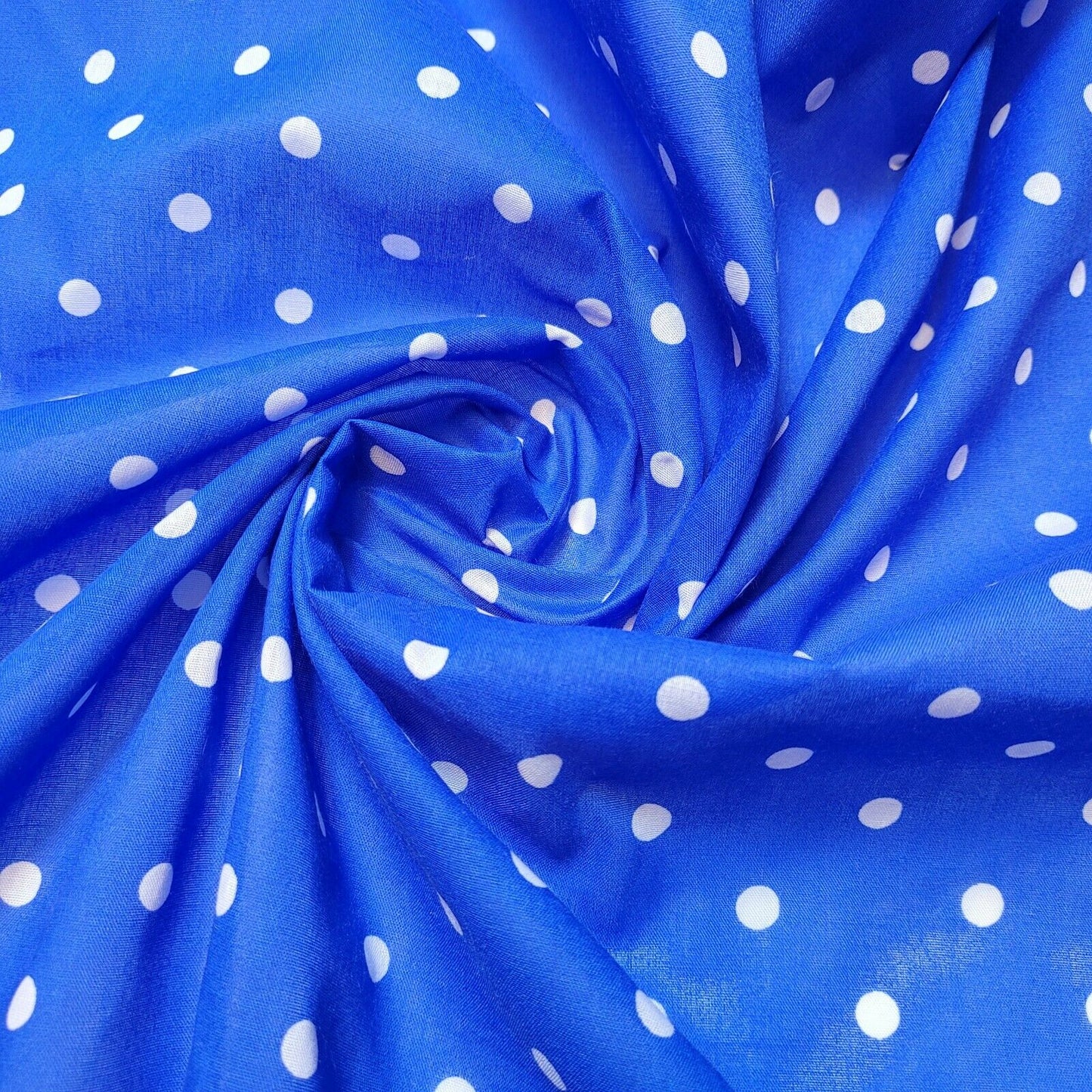 Polka Dot & Pin Spot Polycotton Fabric – 44" Wide Spotty Dressmaking & Craft Material by the Meter Royal Blue Polka