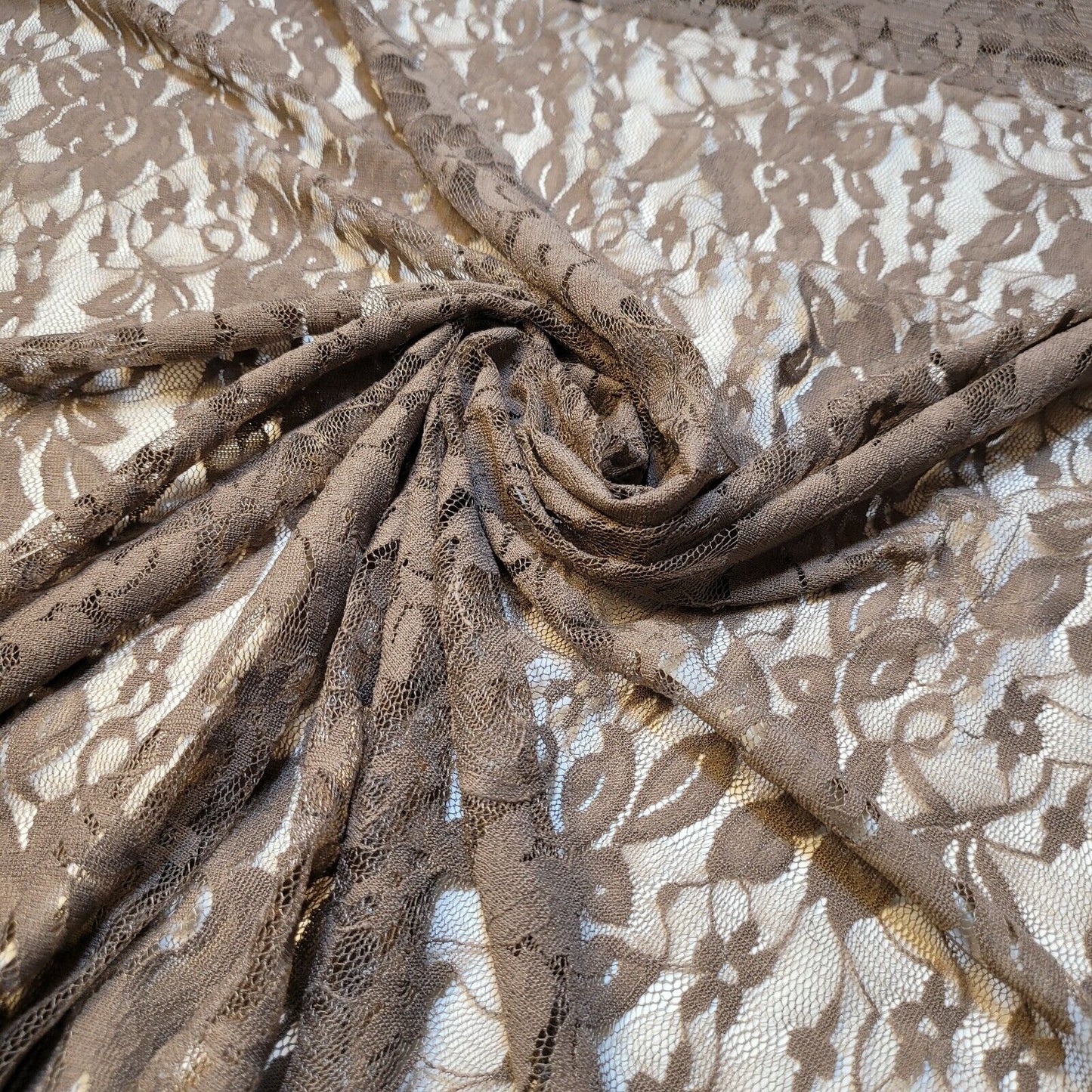 Floral Bridal Lace Fabric – 58" Wide Polyester Mesh & Elastane Blend Dress Material by the Meter