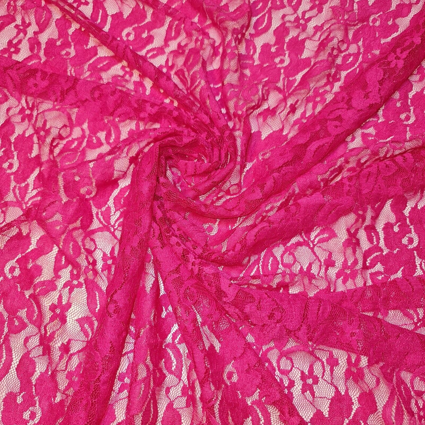 Floral Bridal Lace Fabric – 58" Wide Polyester Mesh & Elastane Blend Dress Material by the Meter