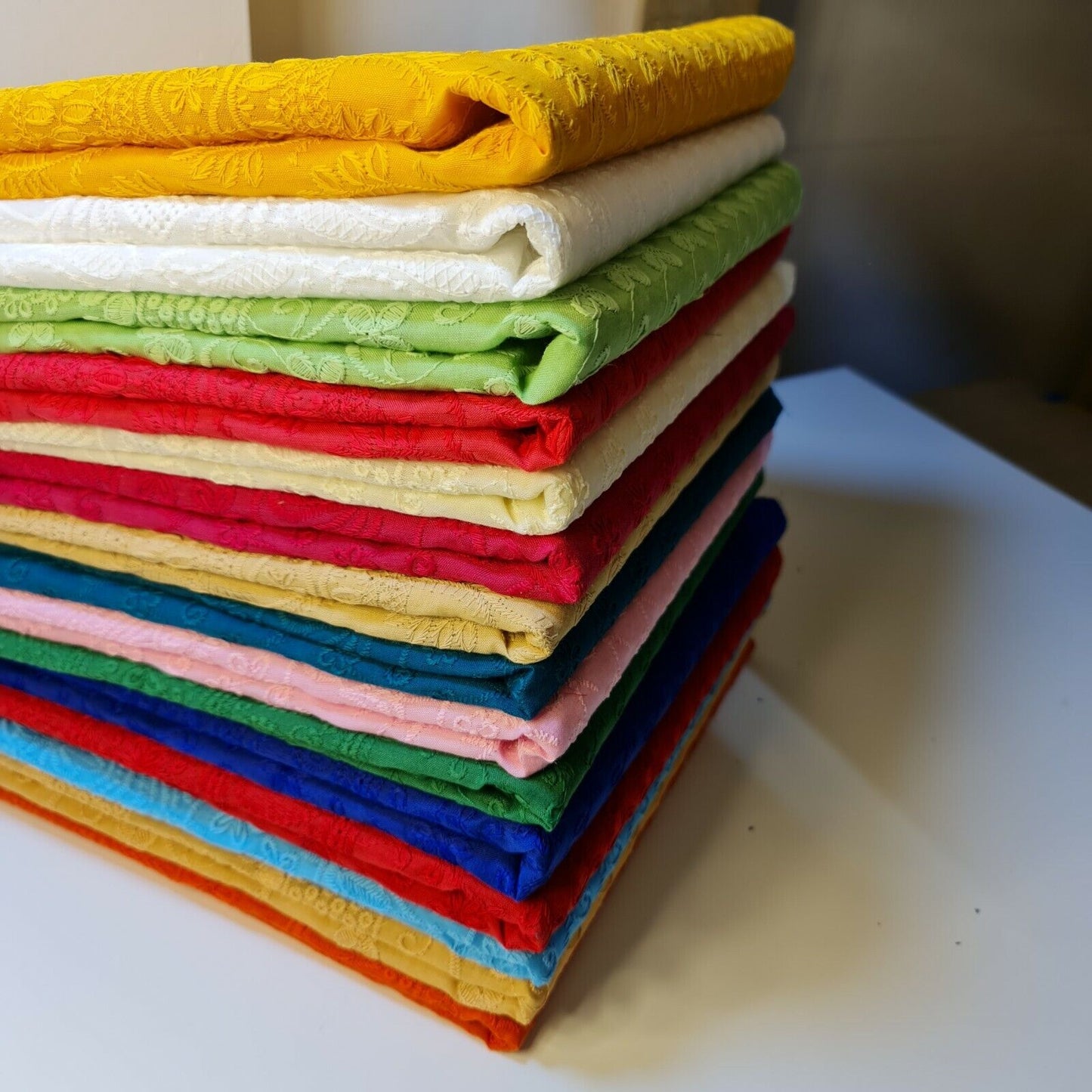 100% Cotton Lawn Broderie Anglaise Schiffli Embroidery Fabric – 44" Wide Soft Dressmaking & Craft Material by the Meter