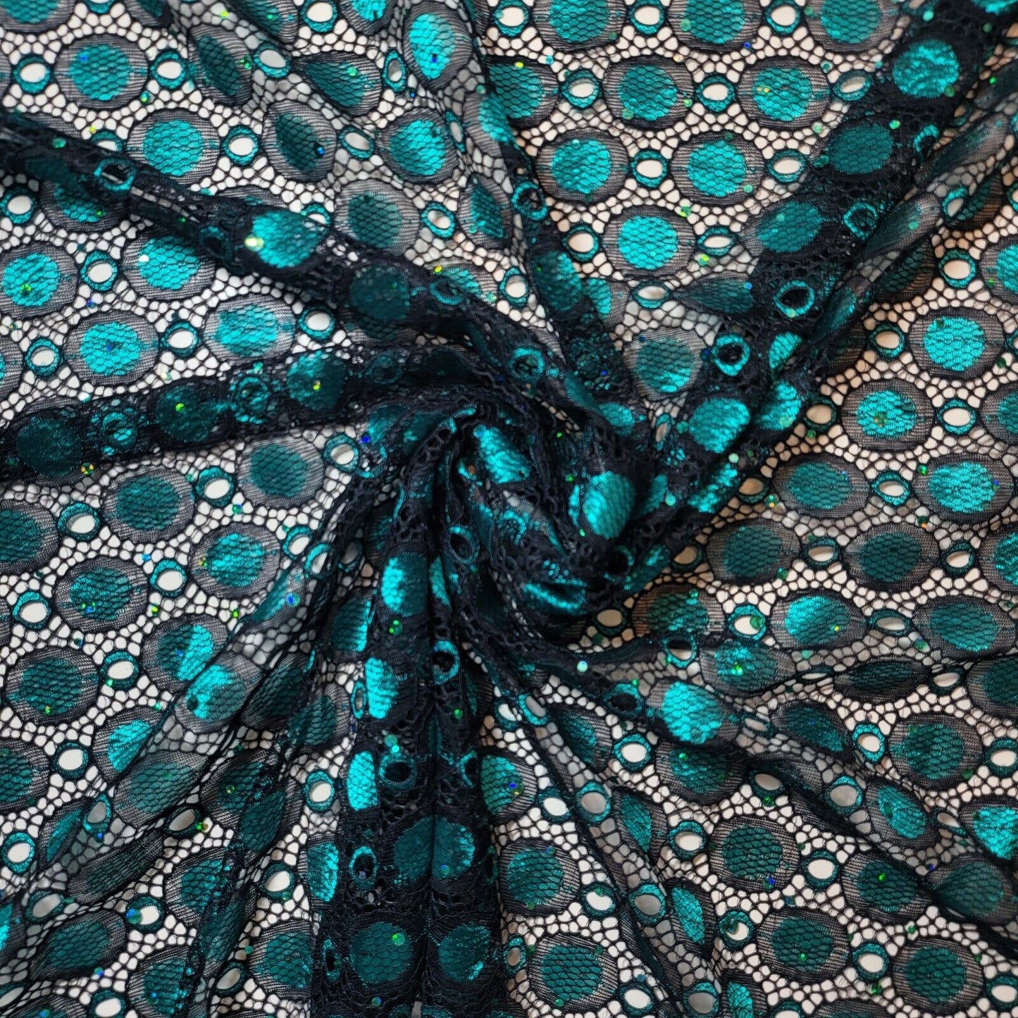 Floral Bridal Lace Fabric – 58" Wide Polyester Mesh & Elastane Blend Dress Material by the Meter