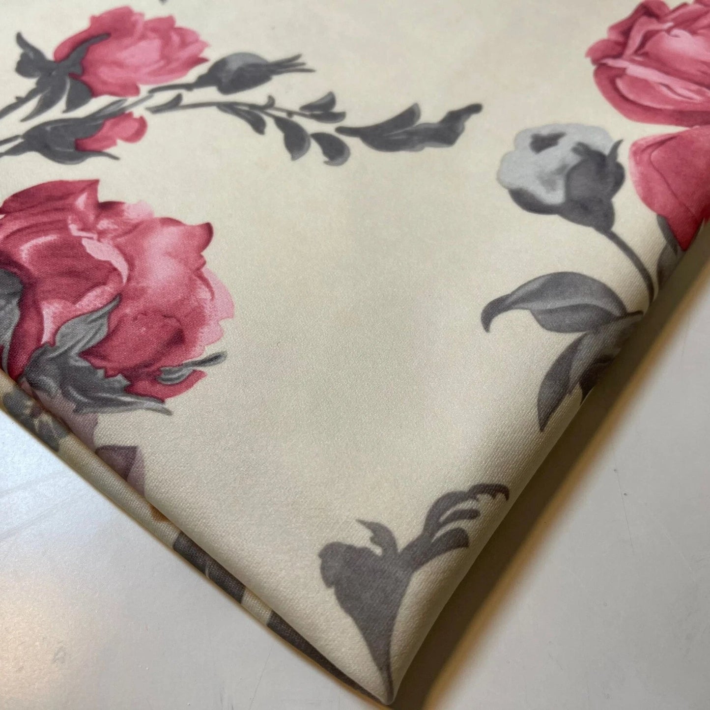 Scuba & Scuba Crepe Jersey Stretch Fabric | Printed Dress & Craft Material – Tartan, Floral, Paisley, Novelty Designs Cream Floral / By the Meter