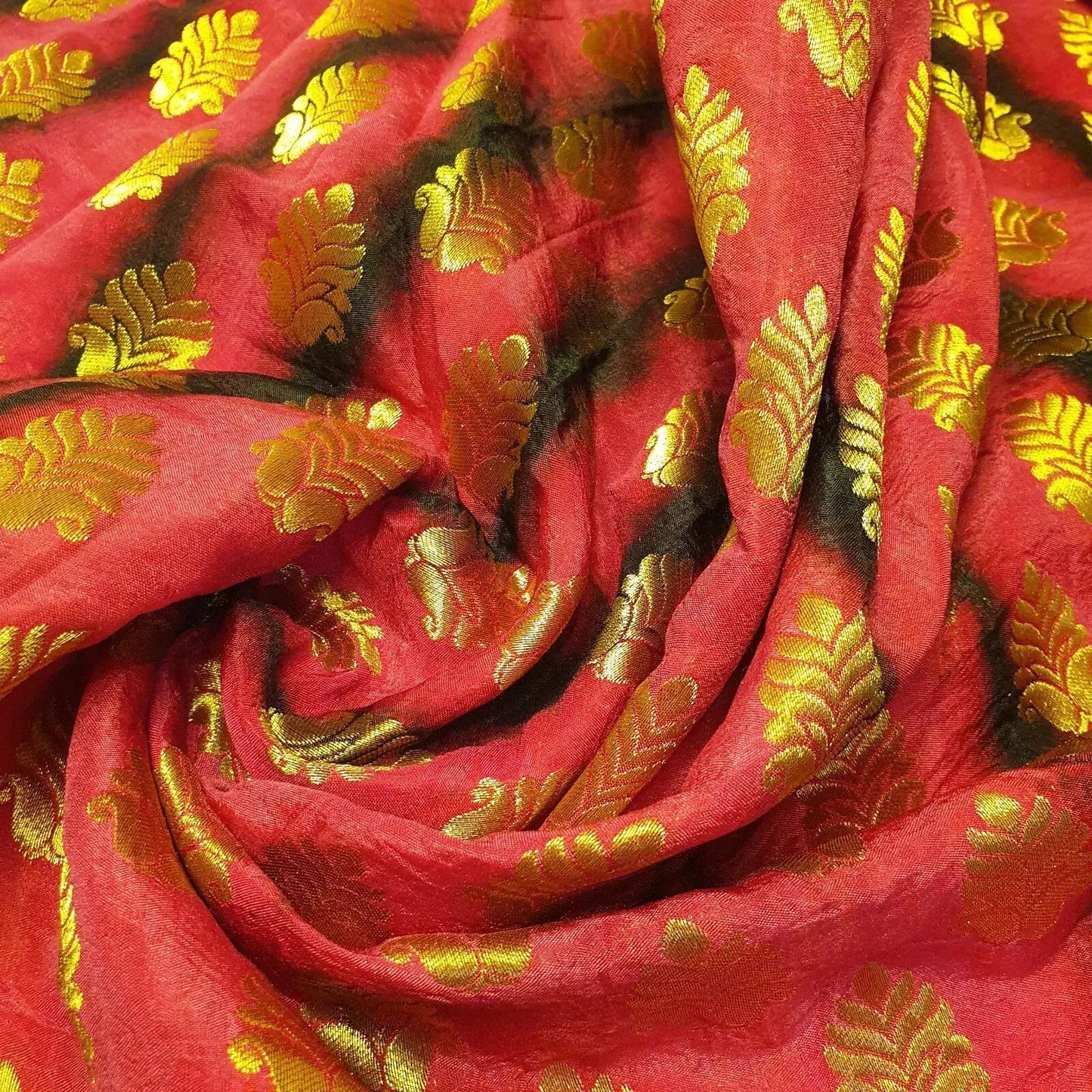 Royal Emblem Indian Vintage Tie Dye Jacquard Banarasi Brocade Fabric | 44" (112cm) Wide Dress & Craft Material β Sold by the Metre