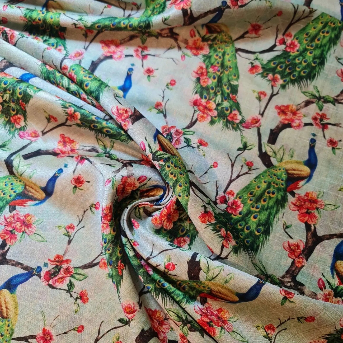 Polyester Faux Raw Silk Fabric β Digital Print 112cm (44") Wide Floral & Abstract Dress Material by the Metre
