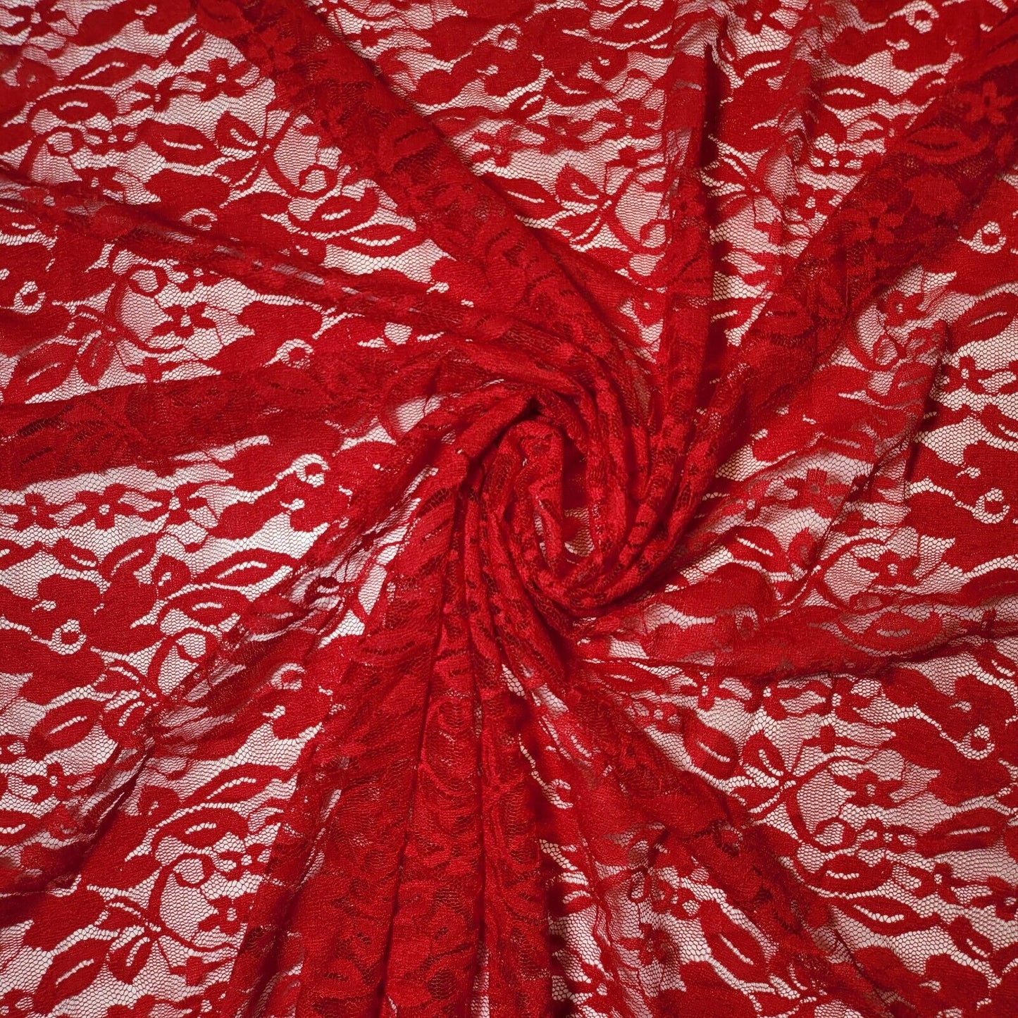 Floral Bridal Lace Fabric – 58" Wide Polyester Mesh & Elastane Blend Dress Material by the Meter