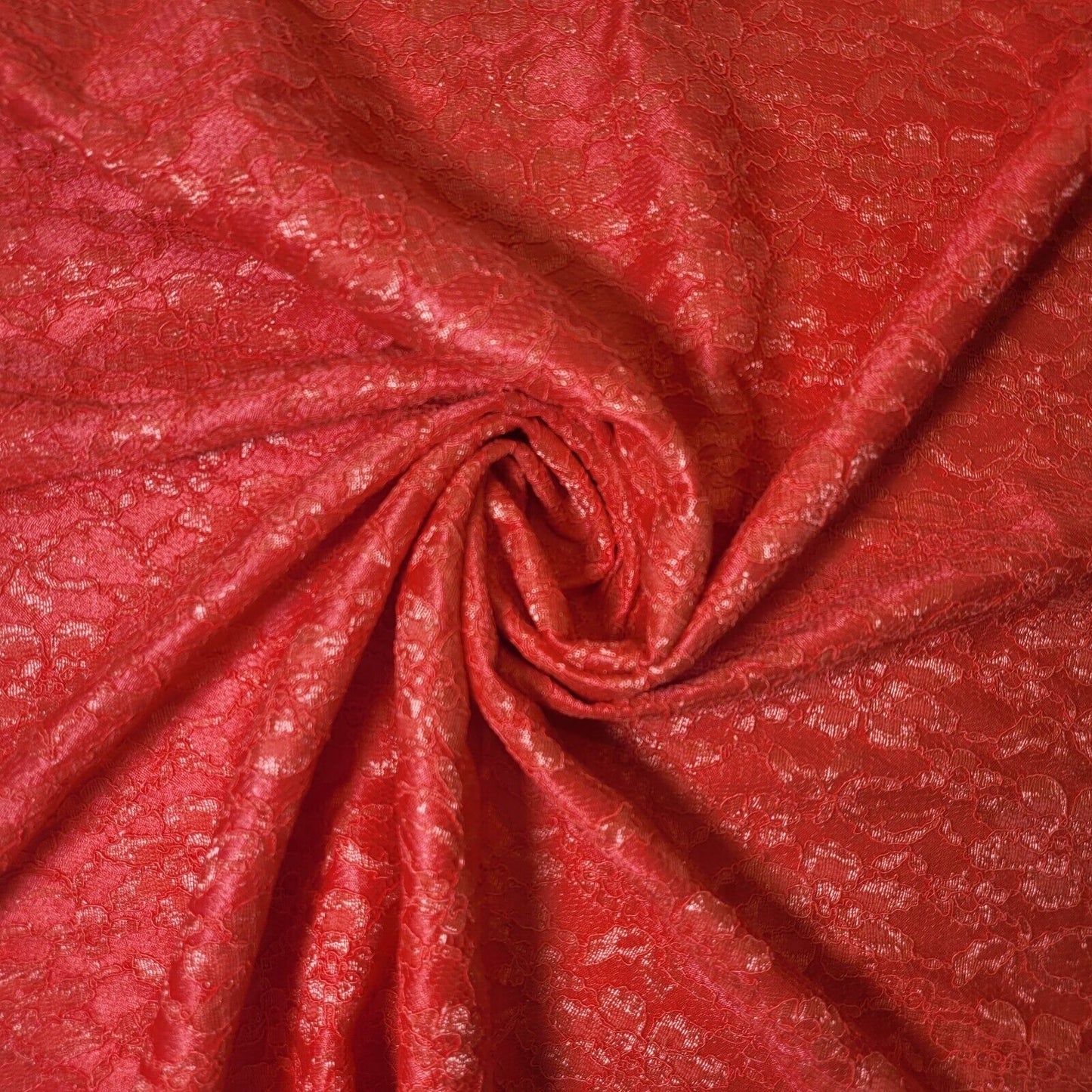 Floral Bridal Lace Fabric – 58" Wide Polyester Mesh & Elastane Blend Dress Material by the Meter