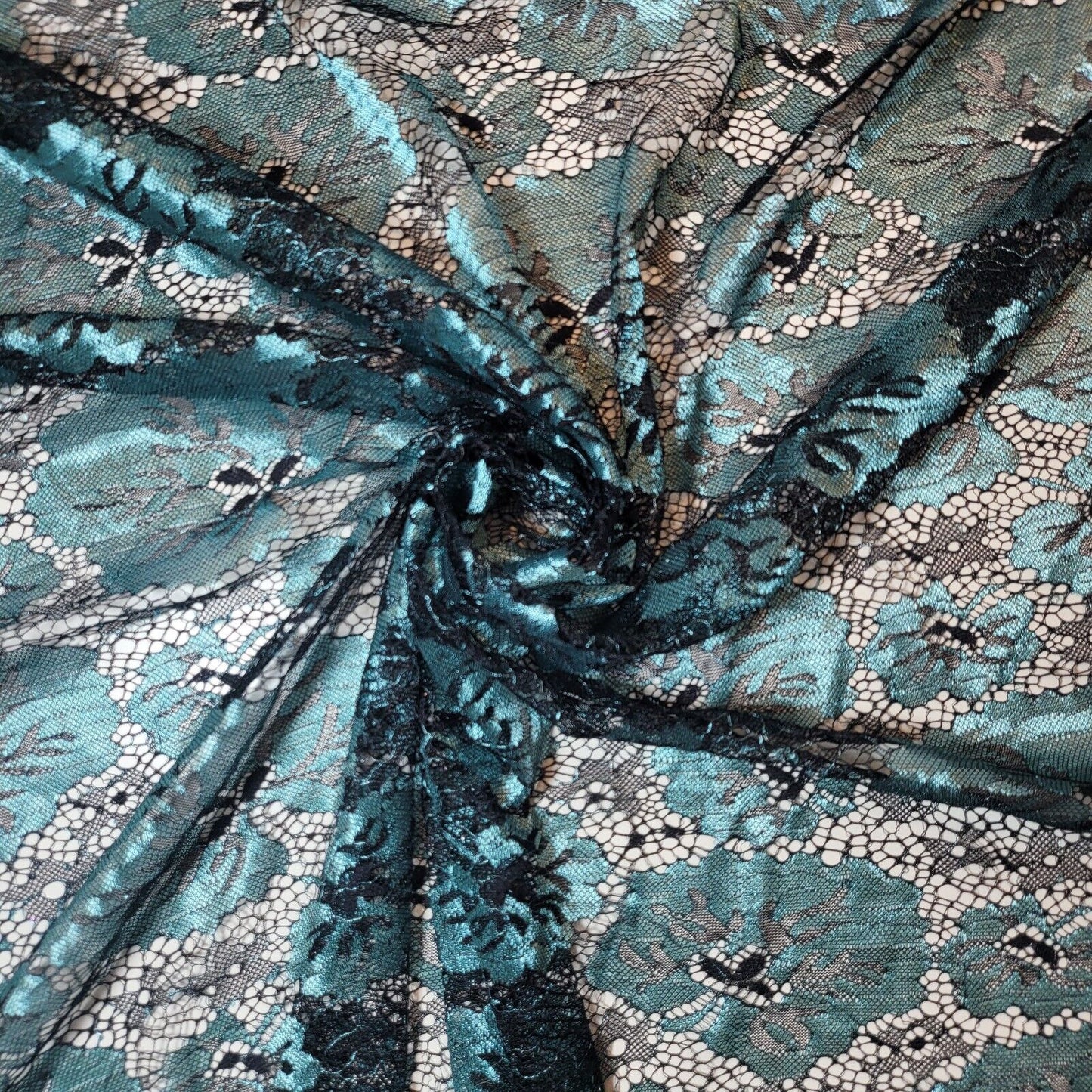 Floral Bridal Lace Fabric – 58" Wide Polyester Mesh & Elastane Blend Dress Material by the Meter