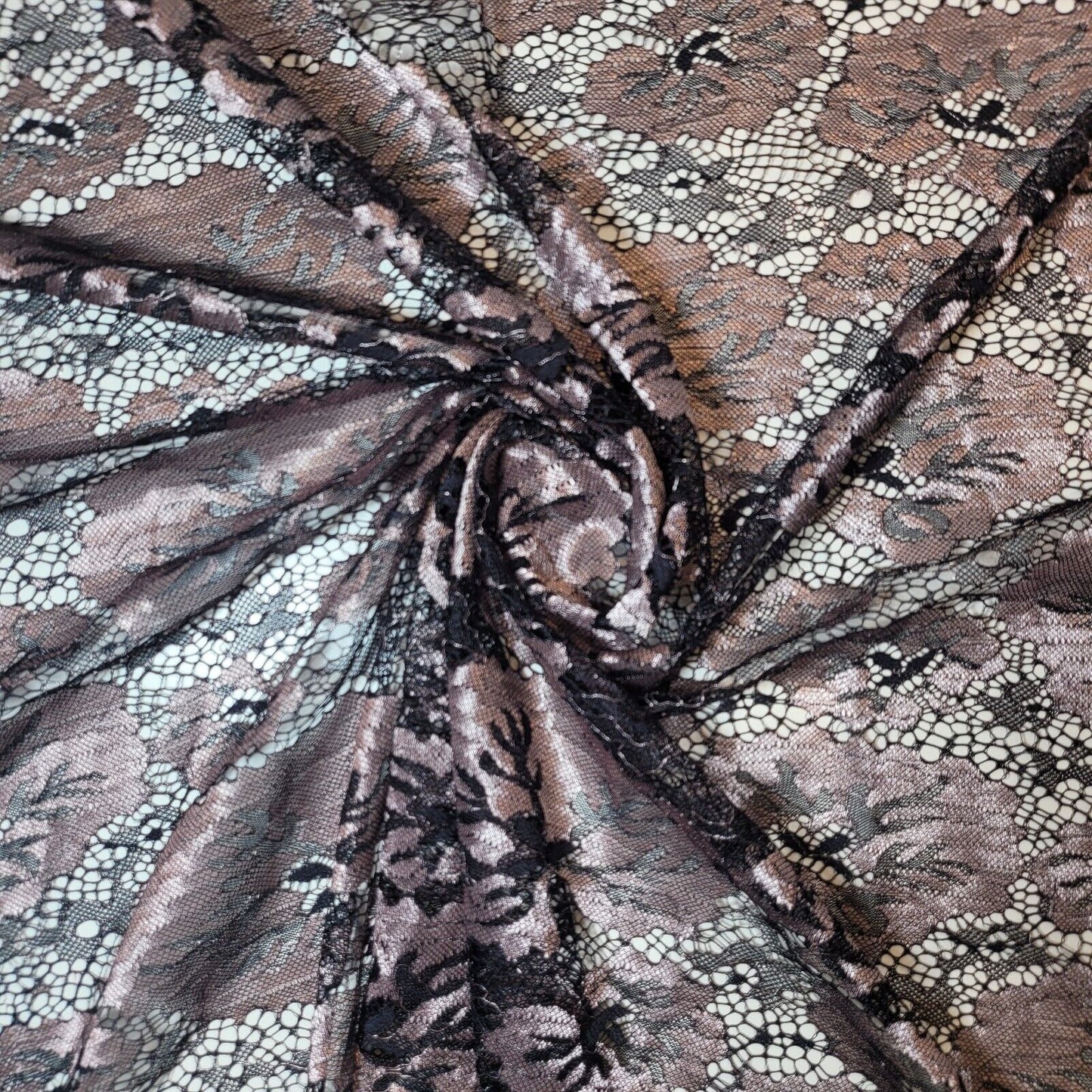 Floral Bridal Lace Fabric – 58" Wide Polyester Mesh & Elastane Blend Dress Material by the Meter