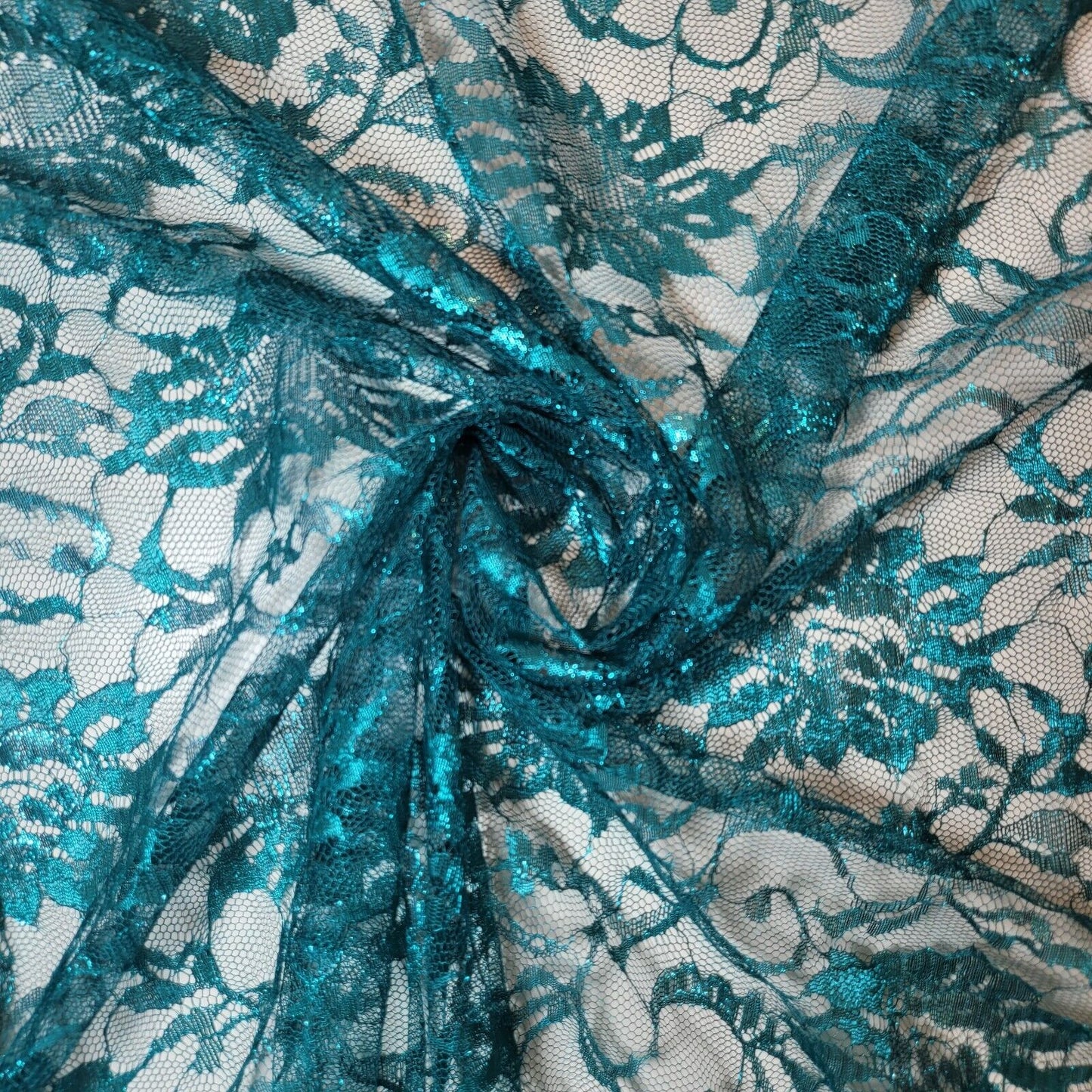 Floral Bridal Lace Fabric – 58" Wide Polyester Mesh & Elastane Blend Dress Material by the Meter