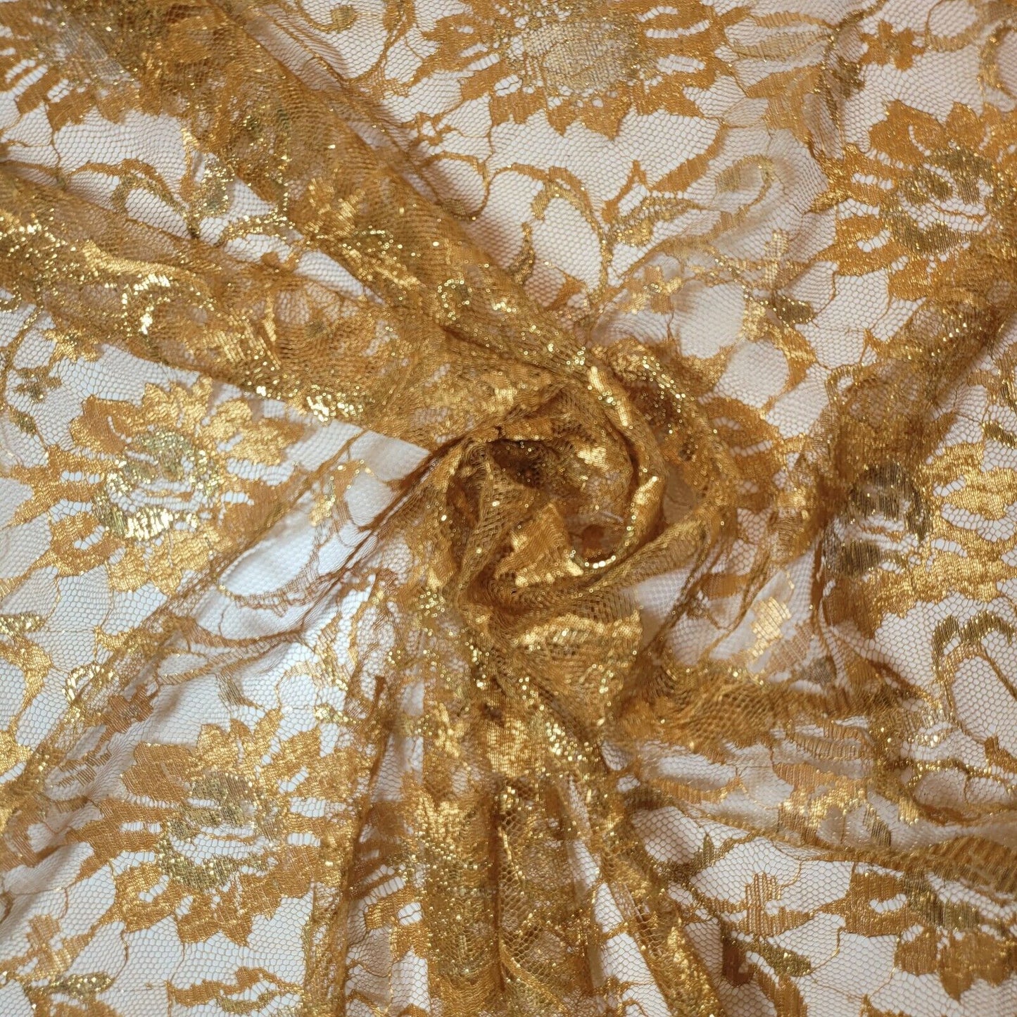 Floral Bridal Lace Fabric – 58" Wide Polyester Mesh & Elastane Blend Dress Material by the Meter