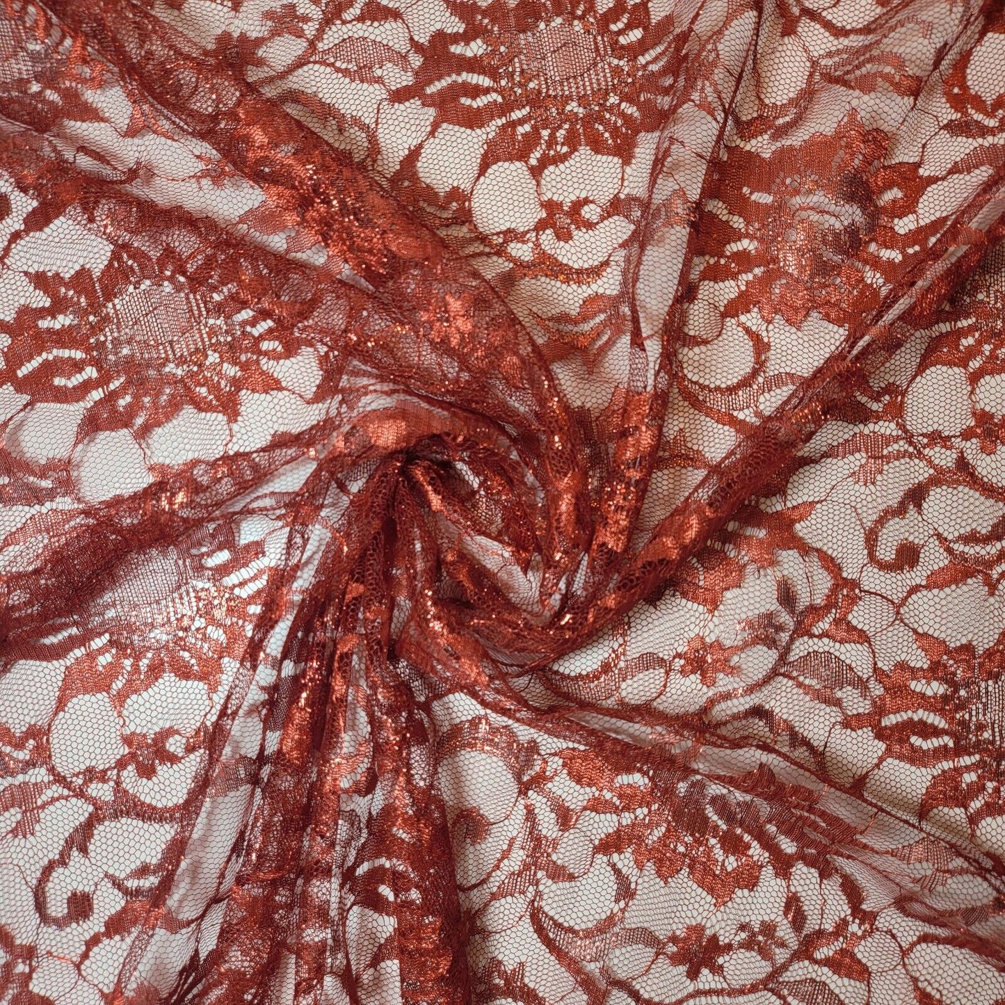 Floral Bridal Lace Fabric – 58" Wide Polyester Mesh & Elastane Blend Dress Material by the Meter