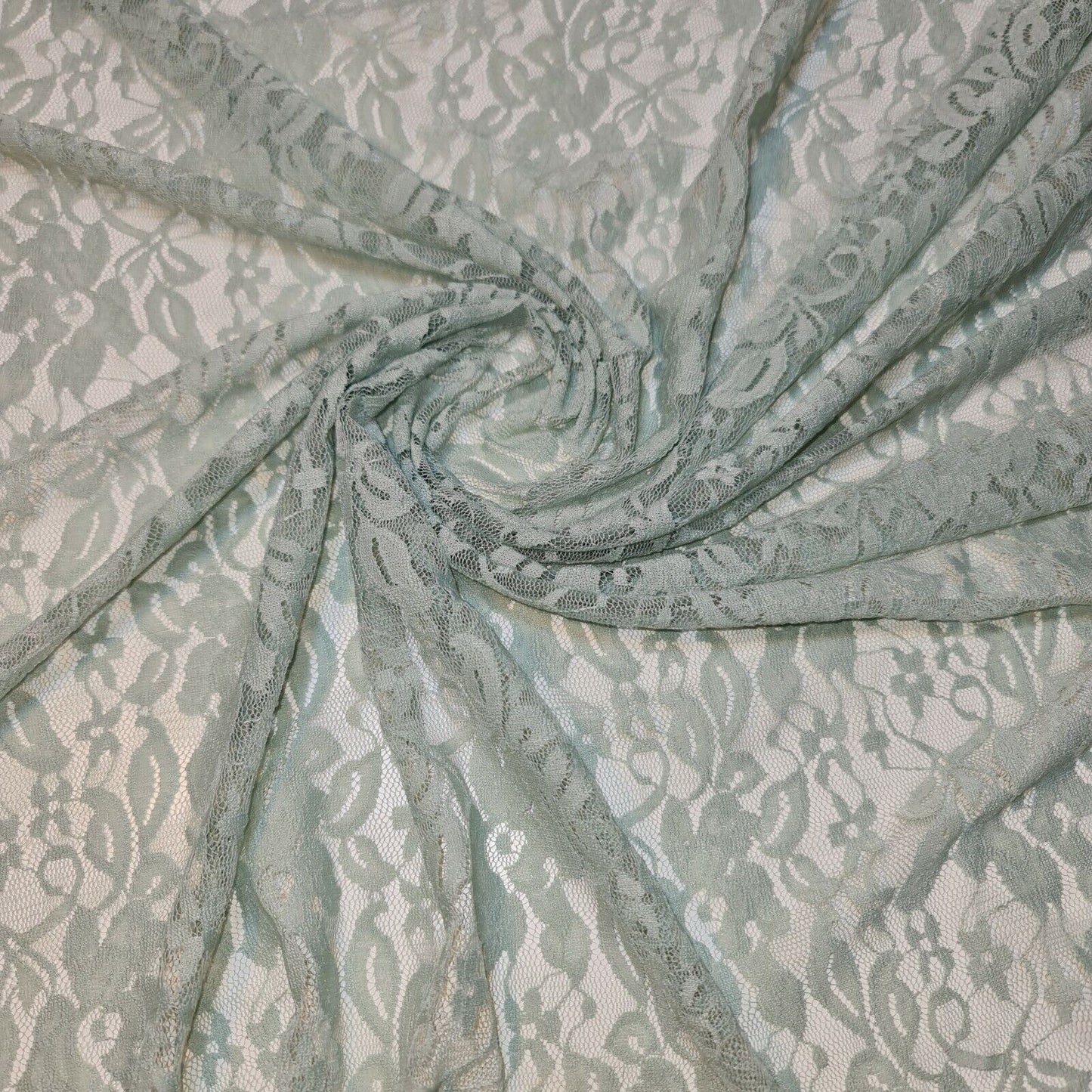 Floral Bridal Lace Fabric – 58" Wide Polyester Mesh & Elastane Blend Dress Material by the Meter