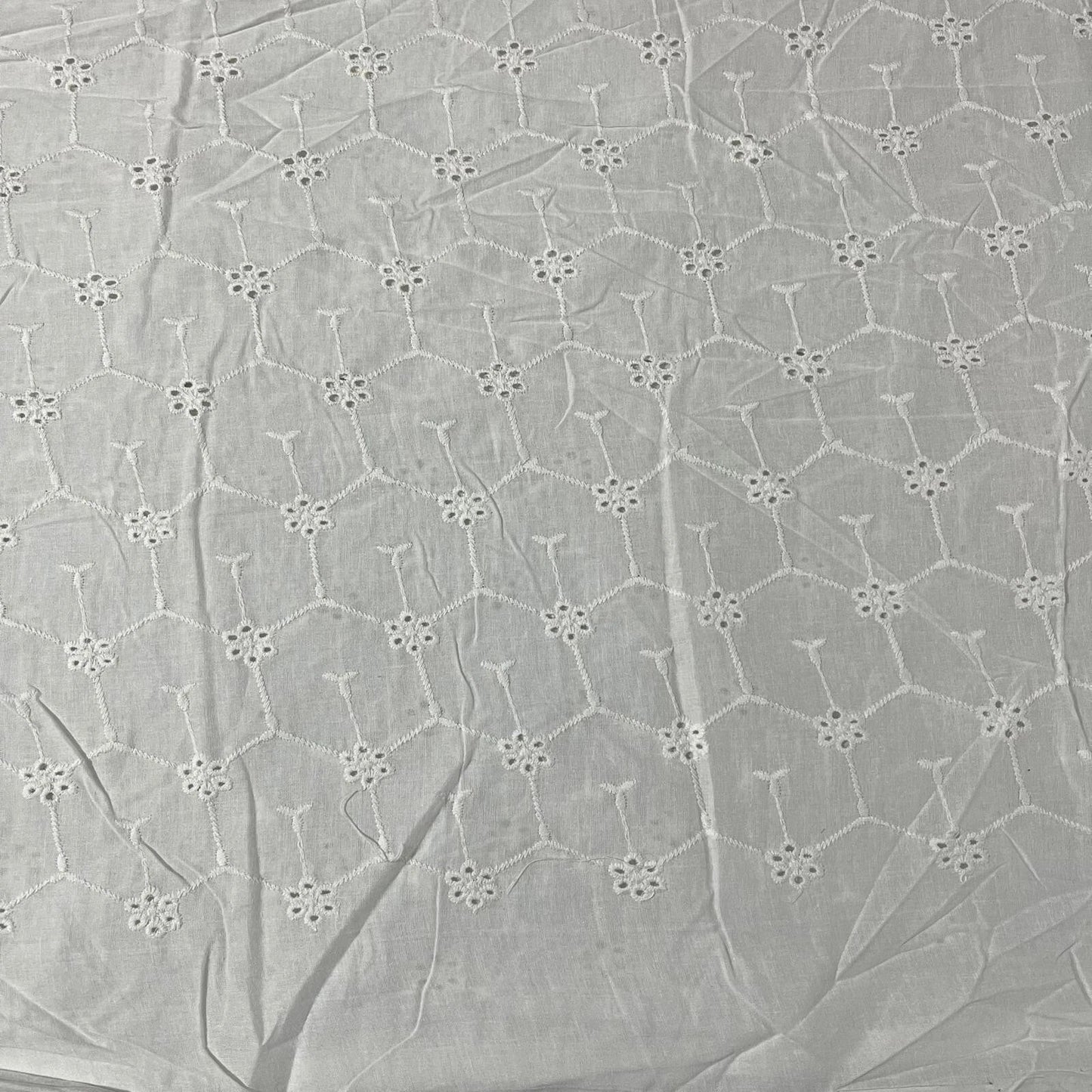 Cotton Floral Embroidery Fabric | Broderie Anglaise Lace 44" (112cm) Wide Dressmaking & Craft Material – Sold by the Metre White #3