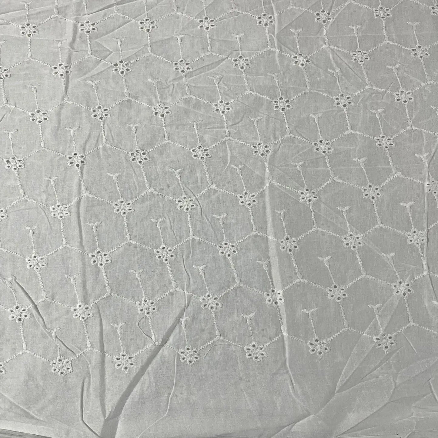 Cotton Floral Embroidery Fabric | Broderie Anglaise Lace 44" (112cm) Wide Dressmaking & Craft Material β Sold by the Metre