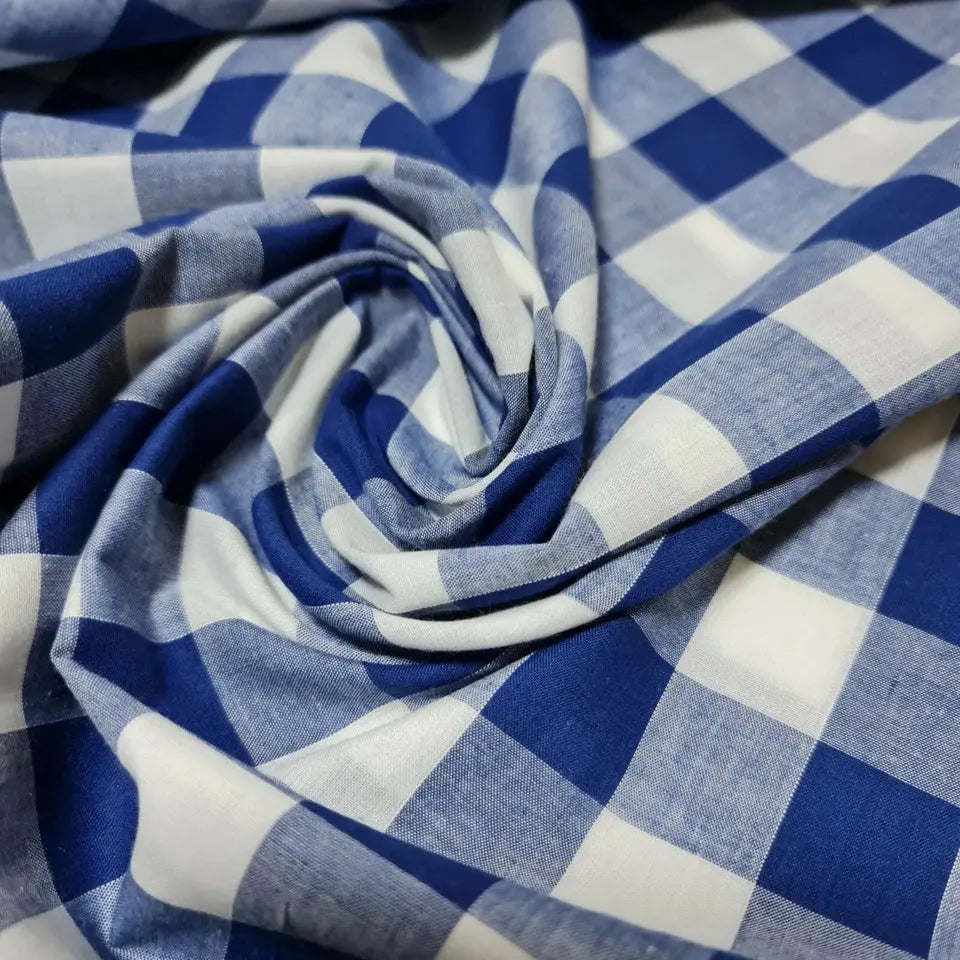 Polycotton Gingham Check Fabric β 1/8", 1/4" & 1" Checks 44" (112cm) Wide Dressmaking & Uniform Fabric by the Metre