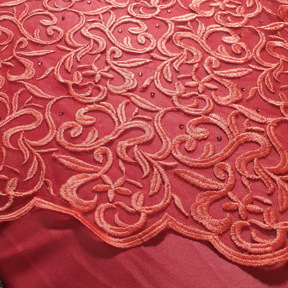 Premium Mesh Net Fabric with Floral Diamante Embroidery – 58" Wide Dress & Craft Material