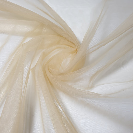 Beige Premium Soft Plain Sheer Tulle Net Fabric Tutu Fairy Veil Bridal 58.0" (147.3 cm) By The Meter