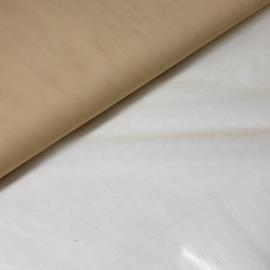 Beige Premium Soft Plain Sheer Tulle Net Fabric Tutu Fairy Veil Bridal Wedding Arch Decor Material 58.0" (147.3 cm) (25 Meter Roll)