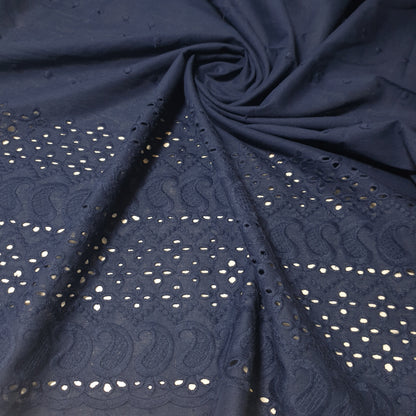 100% Cotton Voile Floral Embroidery Border Broderie Anglaise Fabric Dress Making Craft Material 44" Wide Sold By The Meter