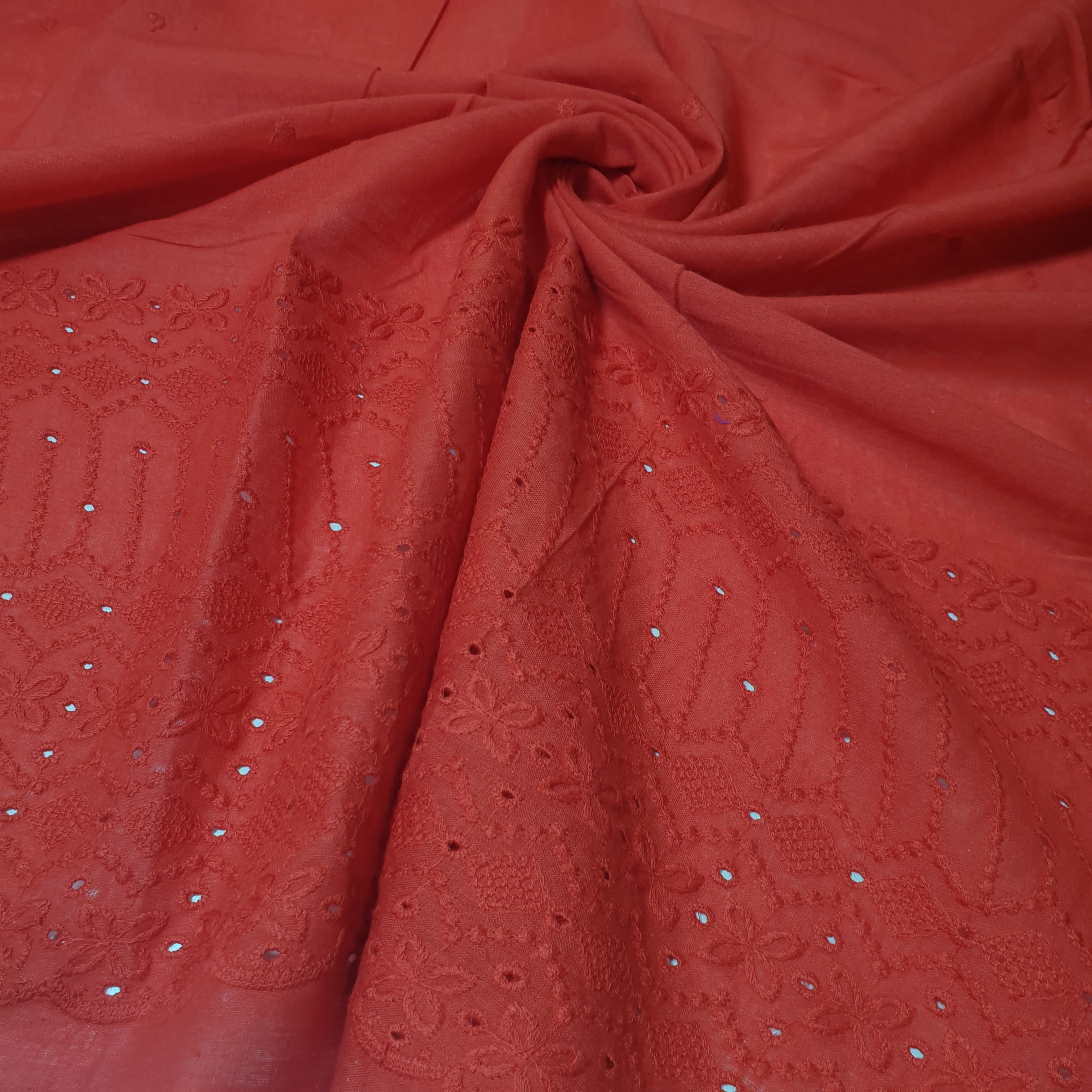 100% Cotton Voile Floral Embroidery Border Broderie Anglaise Fabric Dress Making Craft Material 44