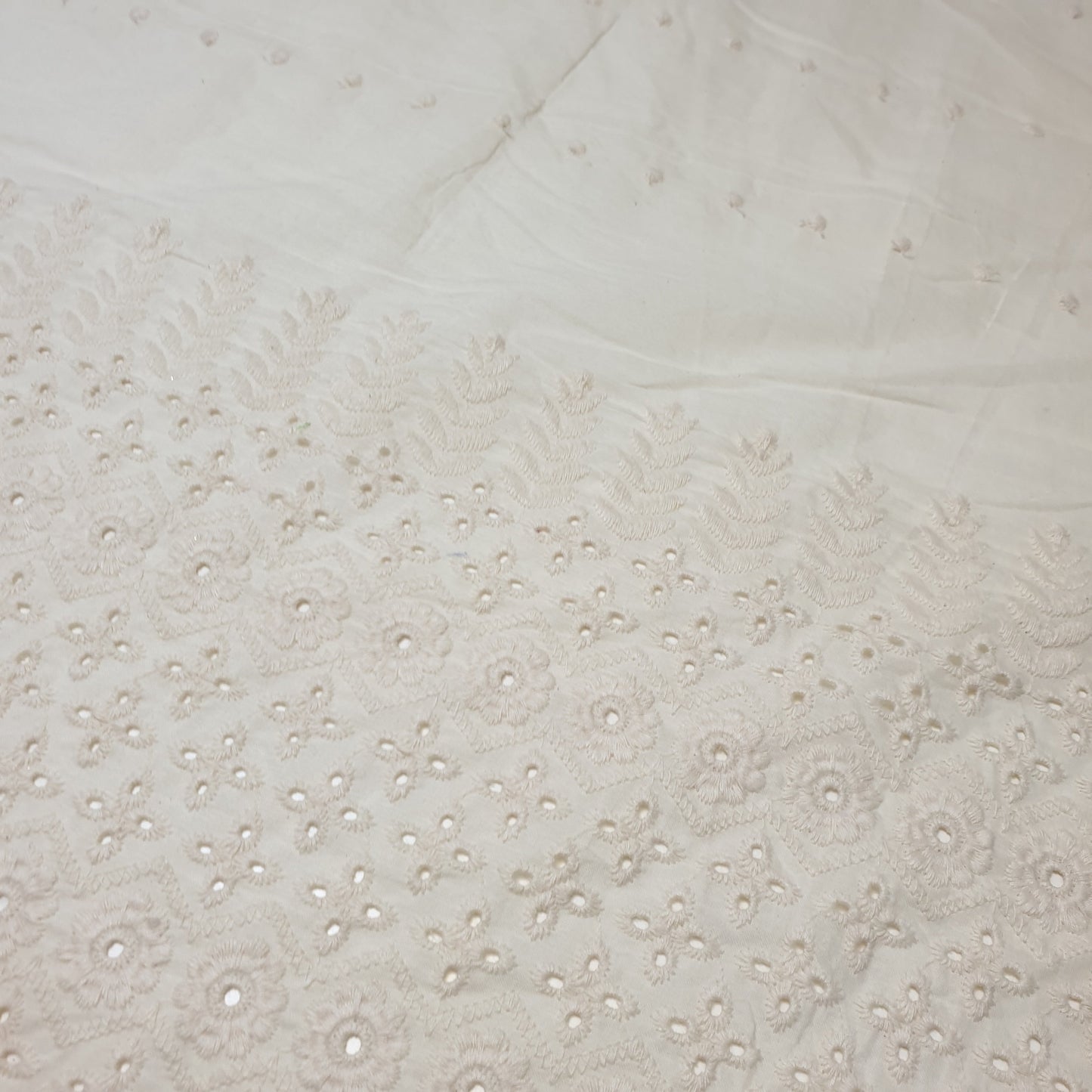 100% Cotton Voile Floral Embroidery Border Broderie Anglaise Fabric Dress Making Craft Material 44" Wide Sold By The Meter