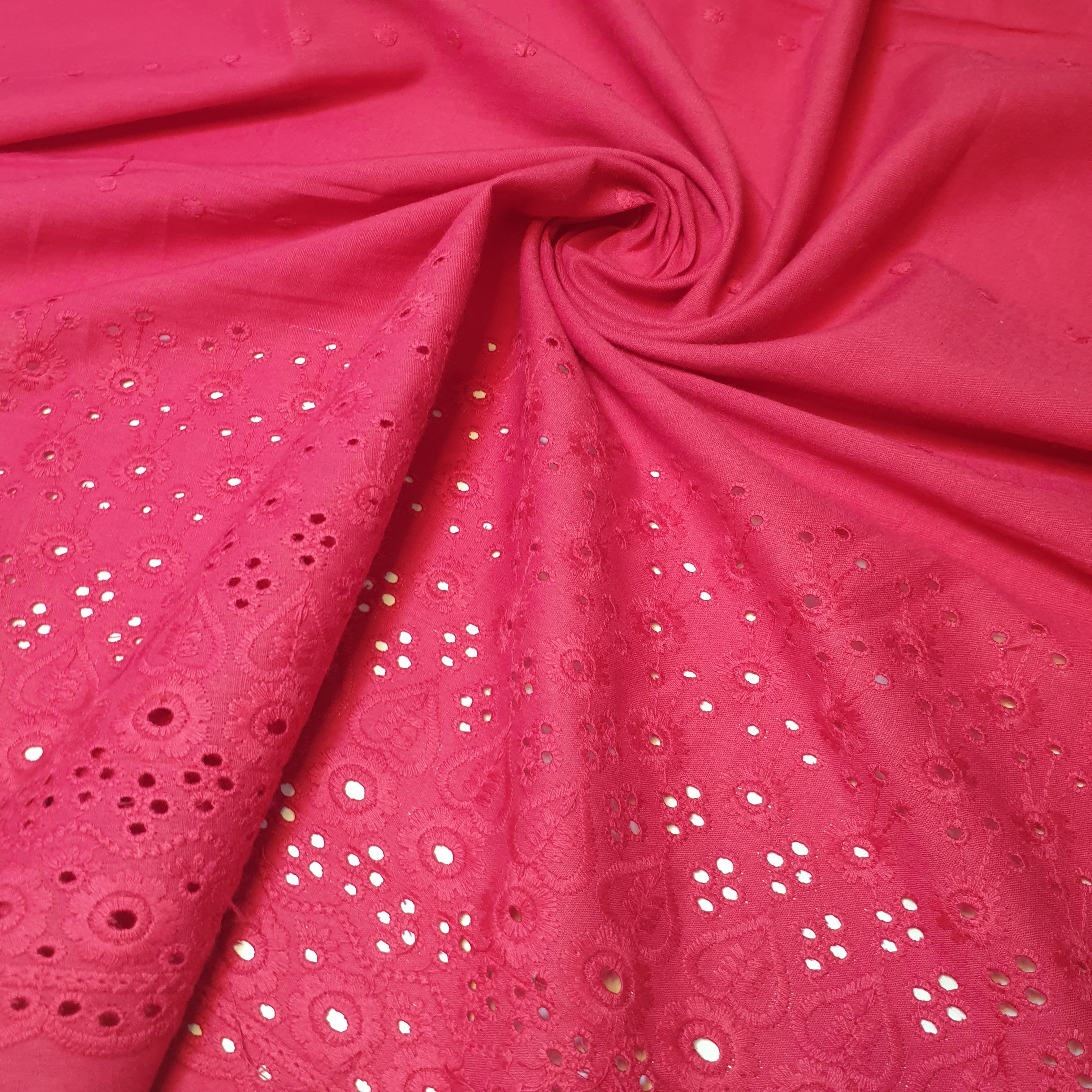 100% Cotton Voile Floral Embroidery Border Broderie Anglaise Fabric Dress Making Craft Material 44