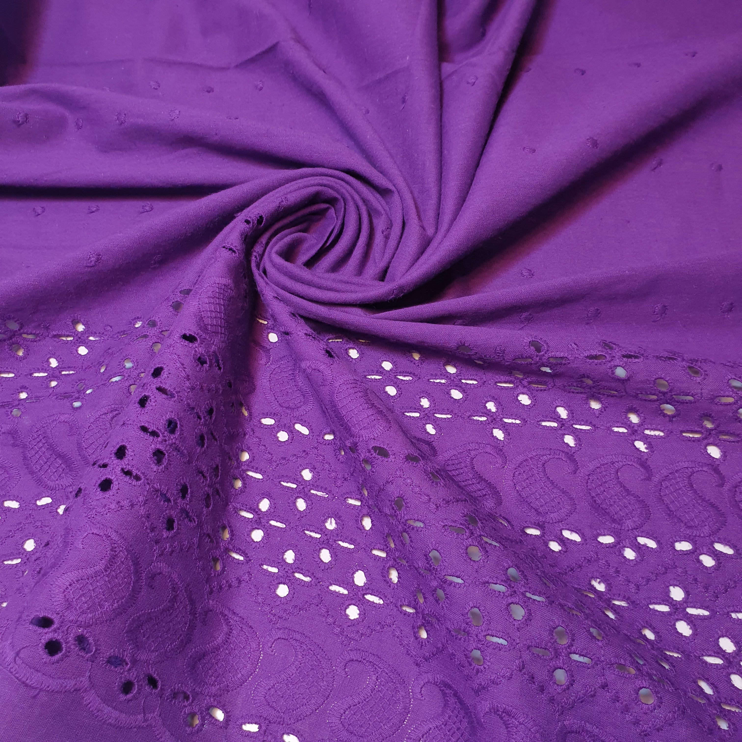 100% Cotton Voile Floral Embroidery Border Broderie Anglaise Fabric Dress Making Craft Material 44