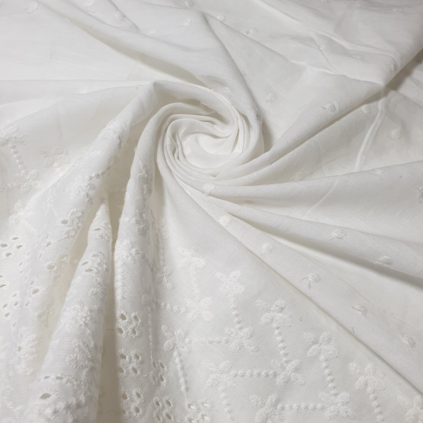 100% Cotton Voile Floral Embroidery Border Broderie Anglaise Fabric Dress Making Craft Material 44" Wide Sold By The Meter
