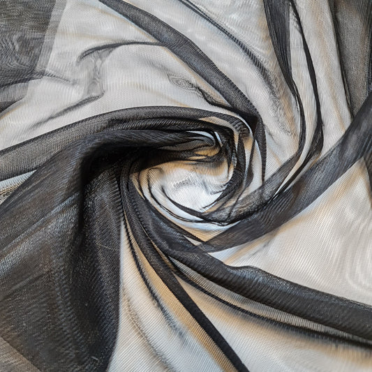Black Premium Soft Plain Sheer Tulle Net Fabric Tutu Fairy Veil Bridal Wedding Arch Decor Material 58.0" (147.3 cm) (25 Meter Roll)