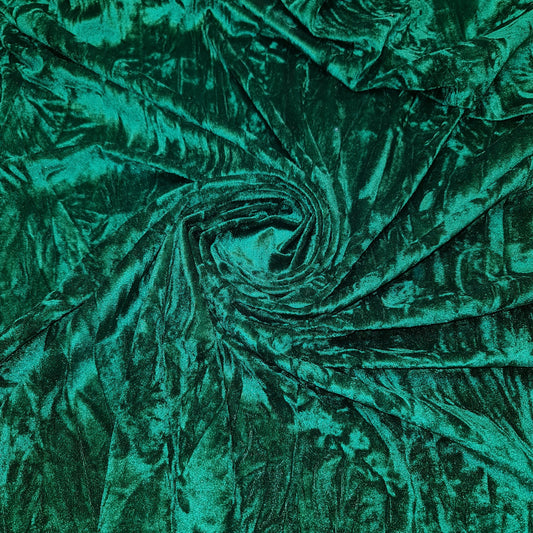Bottle Green Premium Crushed Velvet Fabric Material Stretch Velour 58.0" (147.3 cm) / 150cm wide by the Meter