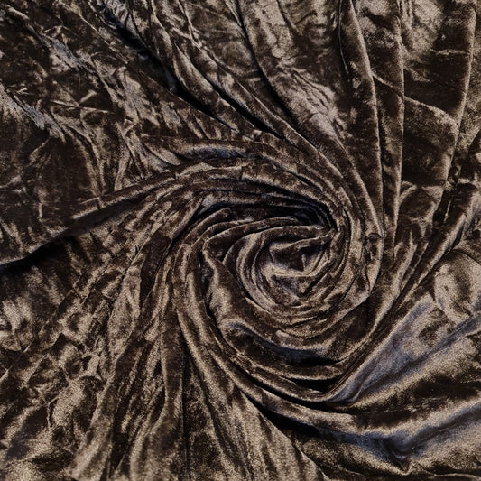 Brown Premium Crushed Velvet Fabric Material Stretch Velour 58.0" (147.3 cm) / 150cm wide by the Meter