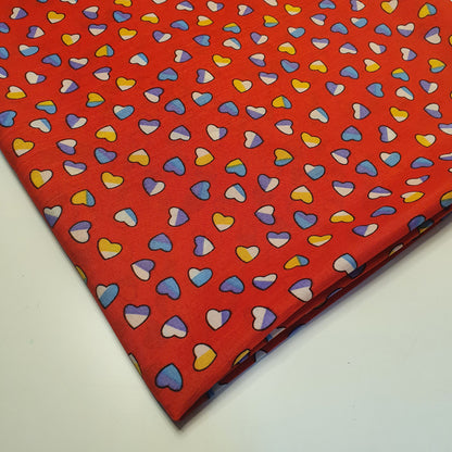 Multi Heart Crepe Printed Fabric – 58" Wide Sewing, Craft & Dress Material by the Metre